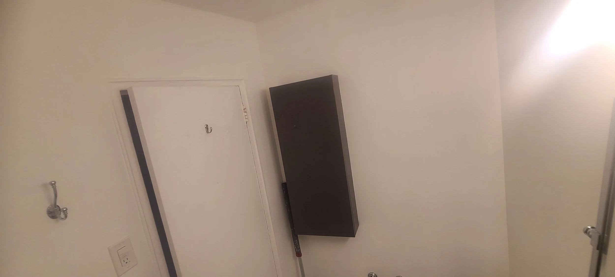 White bathroom with white door