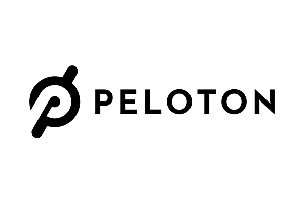 Peloton logo with a black and white design.