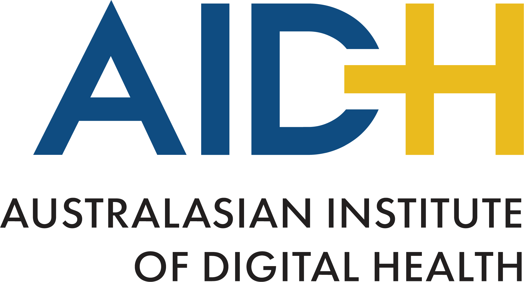 Logo of the Australasian Institute of Digital Health with the acronym AIH in blue and yellow.