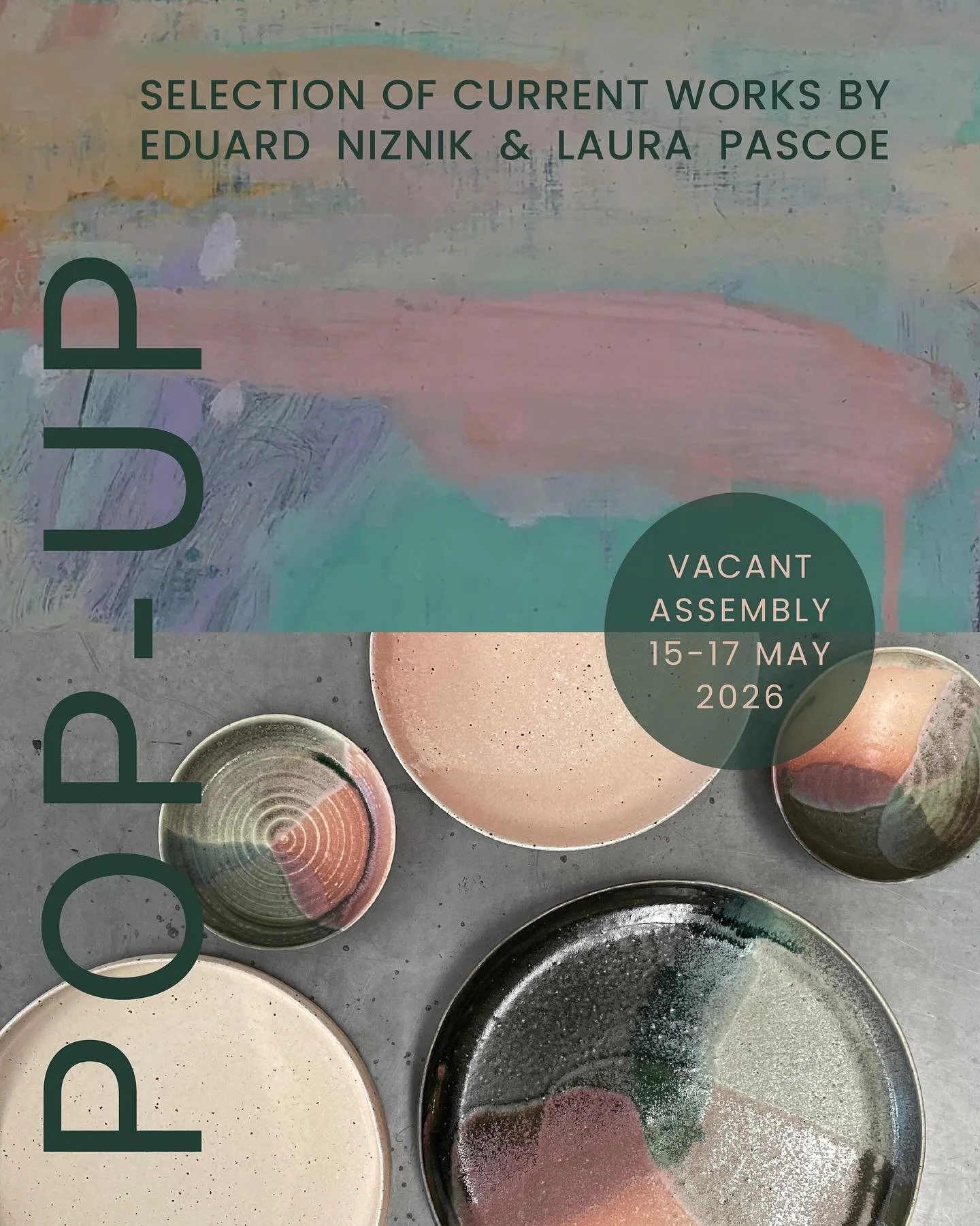 N E X T  W E E K E N D !
I just decided that I&rsquo;d love to share some of my latest work with you&hellip; Where better than in my favourite little gallery room @vacant_assembly with one of my favourite painter friends @eduardniznik 🤗

A quick pop