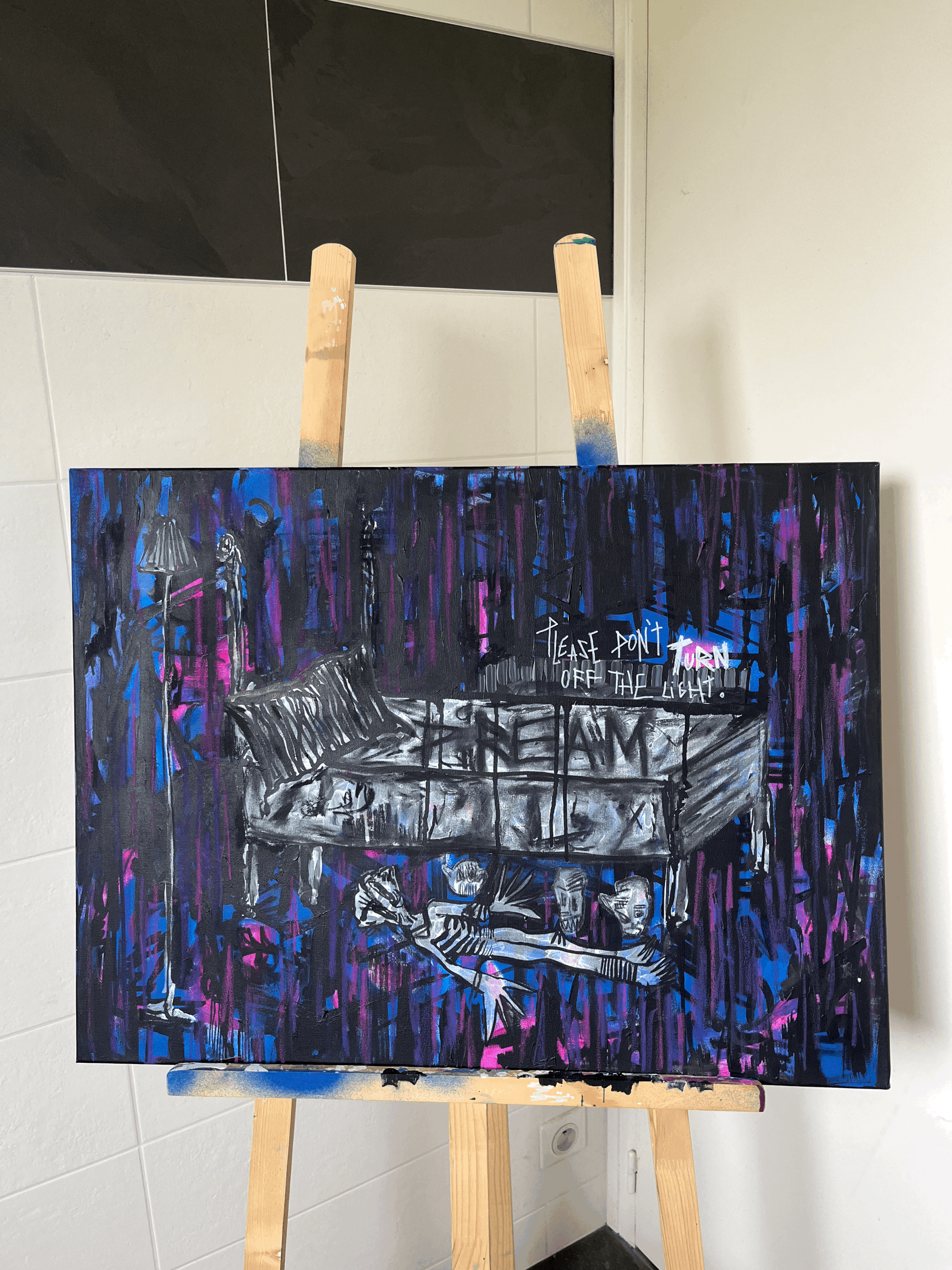 Peinture "Please don't turn off the light."