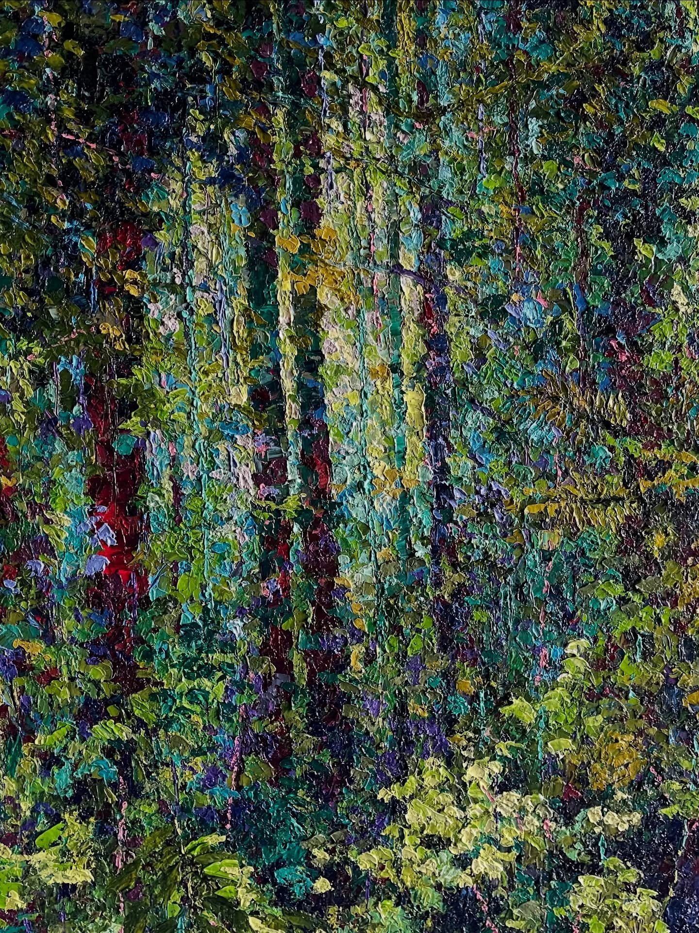 Oil on canvas 90 x 70cm (36 x 28 inches)
This lush forest scene is inspired by my time spent in New Zealand. 

One of my most favourite past times was to walk in nature.  I was fortunate enough to live close by to a small walking track and the consta