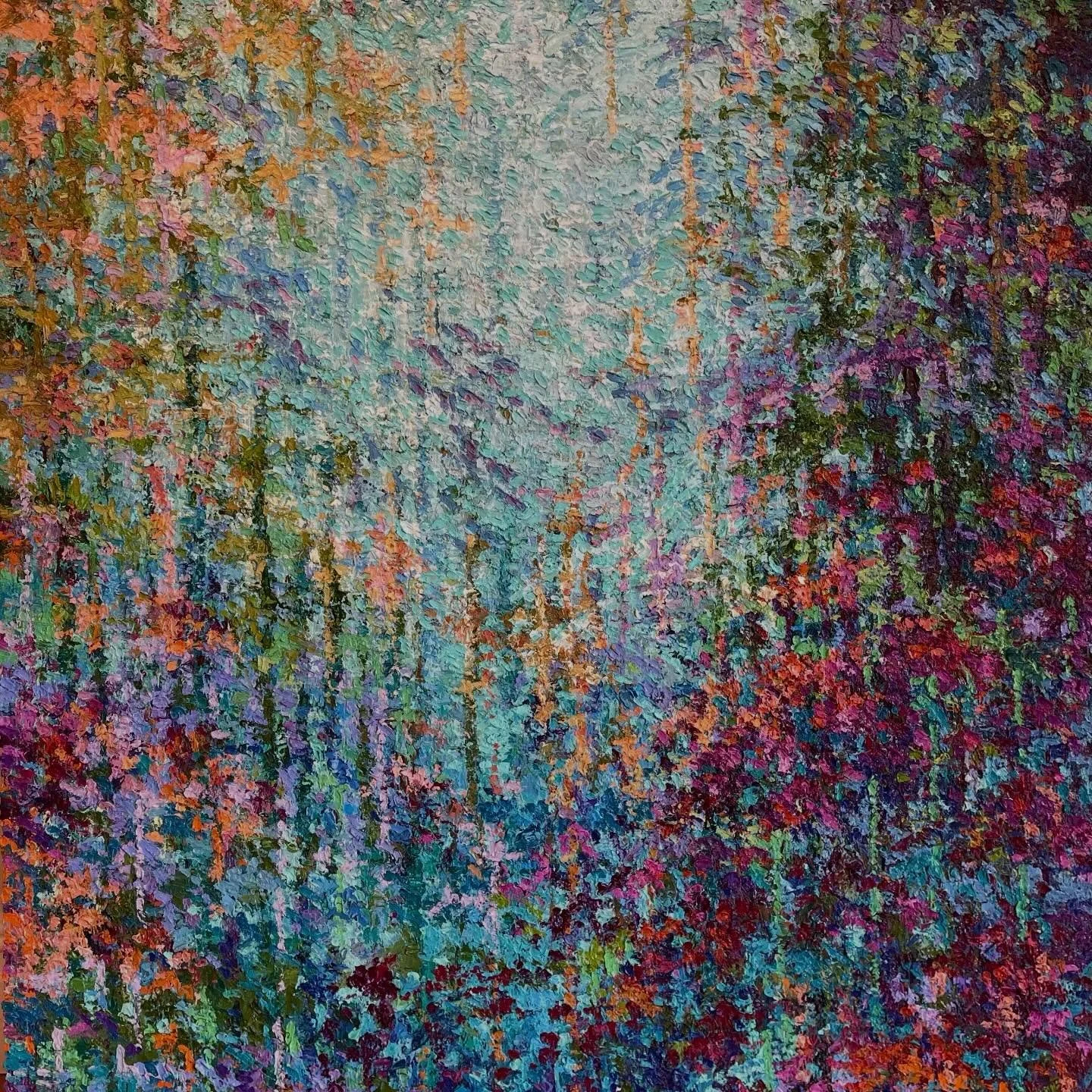 Snippet .. recently delivered to @christophermoller_gallery &ldquo;where we go to feel free&rdquo; 1.5m x 1.2m impasto oil on canvas #nessipenman #impasto #kelpseaforest