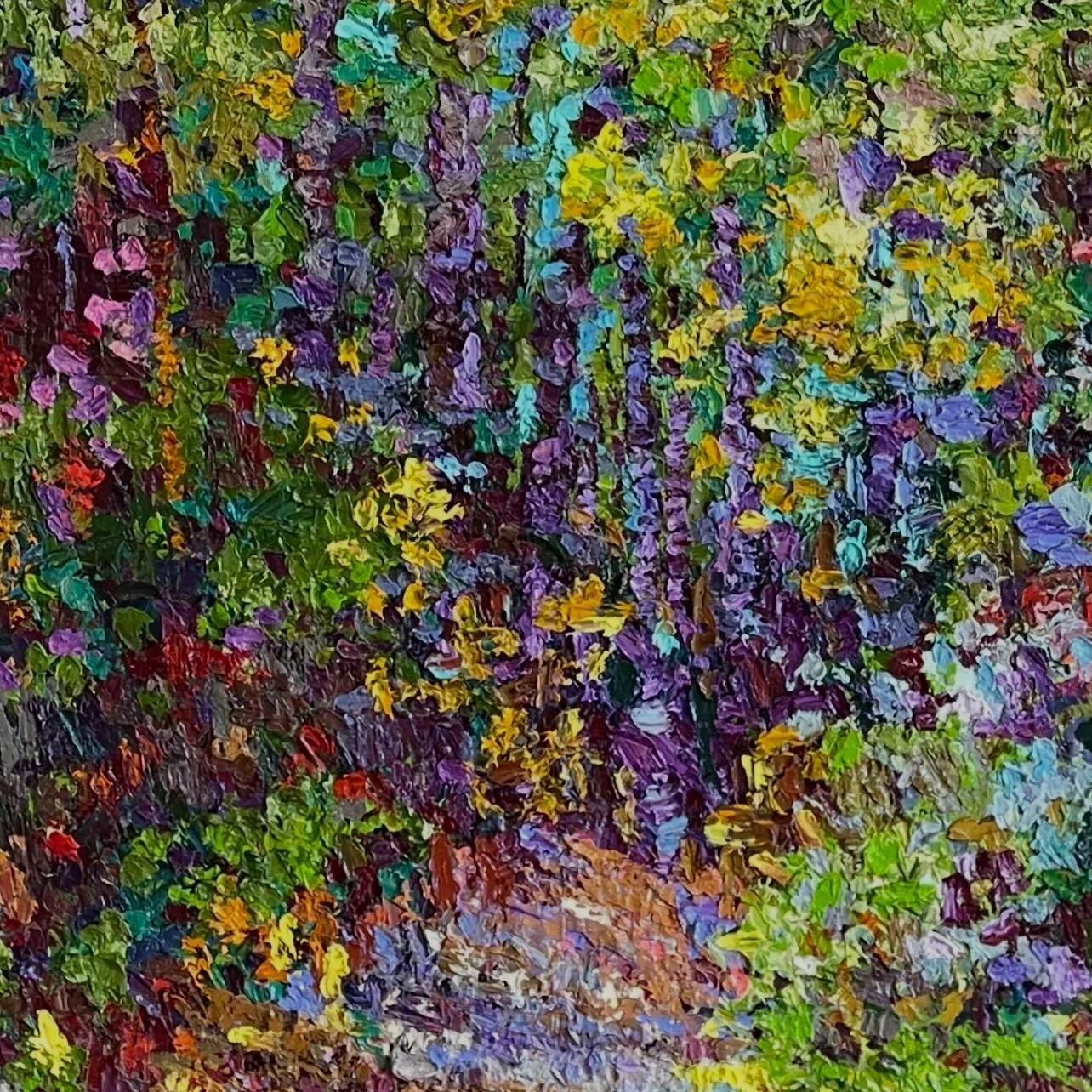 Snippet 🌿 &ldquo;No Mind&rdquo; recently delivered @christophermoller_gallery /  impasto oil painting 1.5m x 1.2m 🌿 you know that feeling when your mind has no noise or self talk and you feel that profound peace and wellbeing when walking amongst t