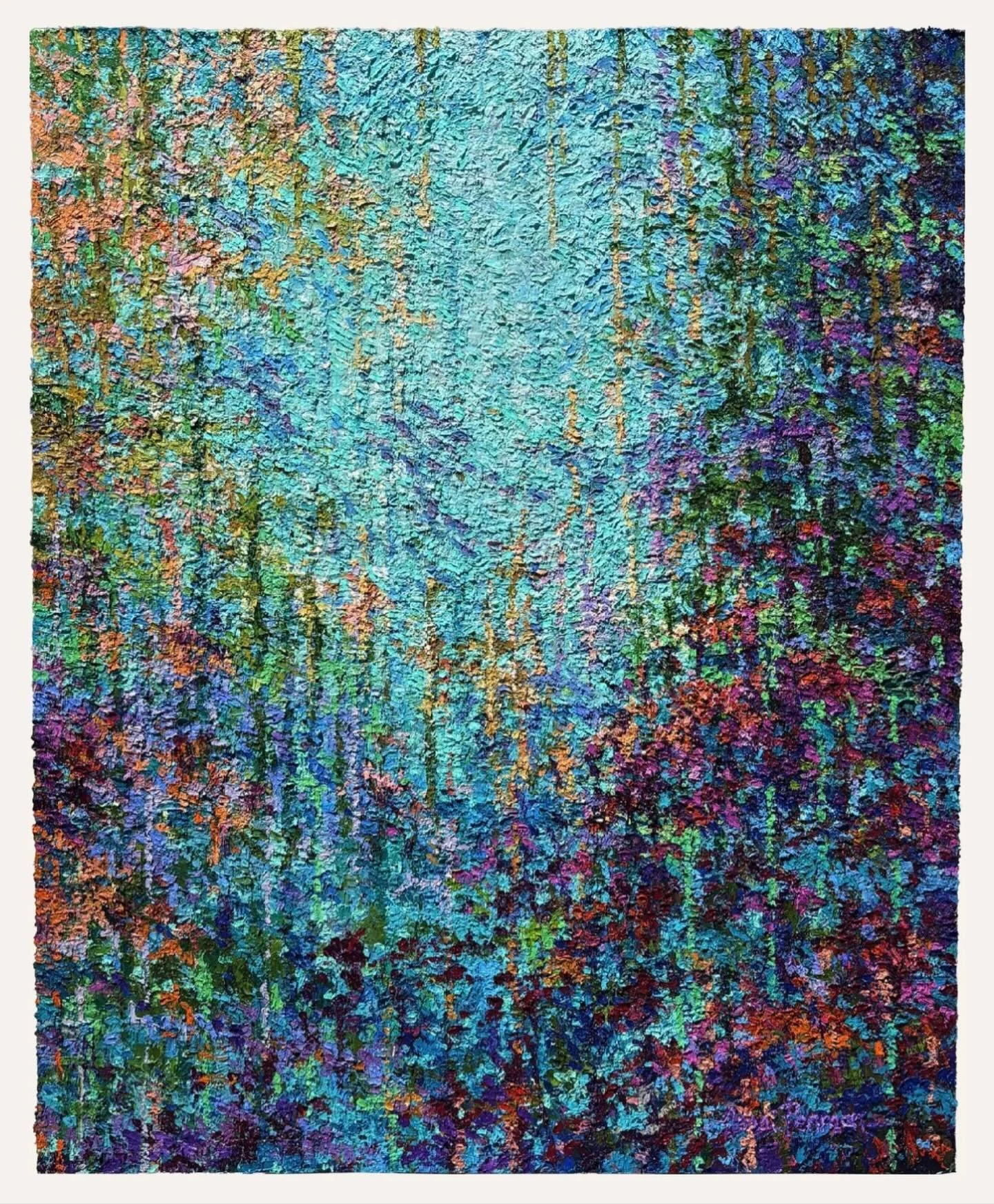 &ldquo;Where We Go To Feel Free&rdquo; 120cm x 150cm.  Oil on canvas.  Celebrating &amp; contemplating the experience of swimming within the wild sea.  #nessipenman #seaforest #capetown #impasto