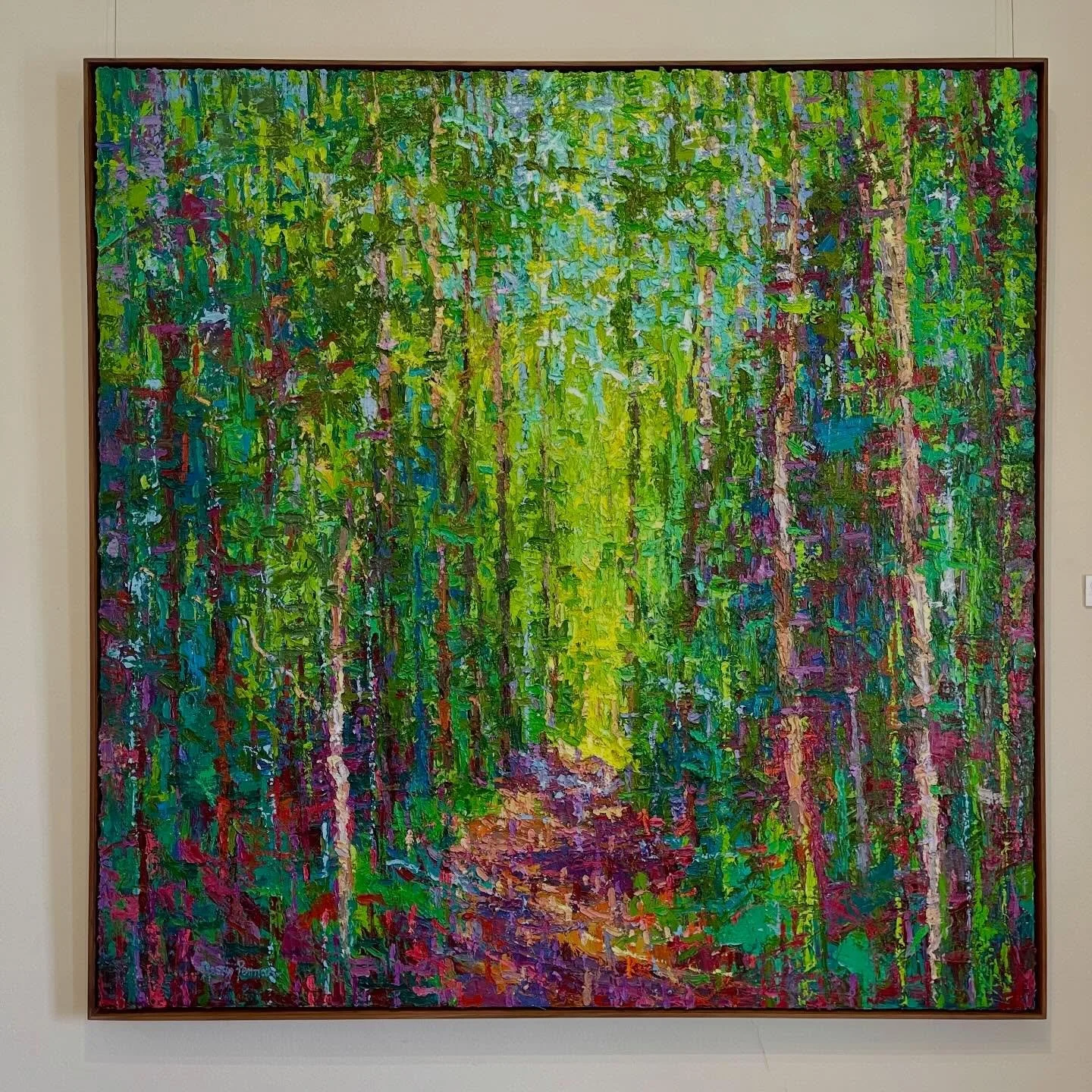 &ldquo;Expansion Of Self&rdquo; 150cm x 150cm impasto oil paint on canvas framed in kiat.  Currently on display @christophermoller_gallery until 14 May 🌿