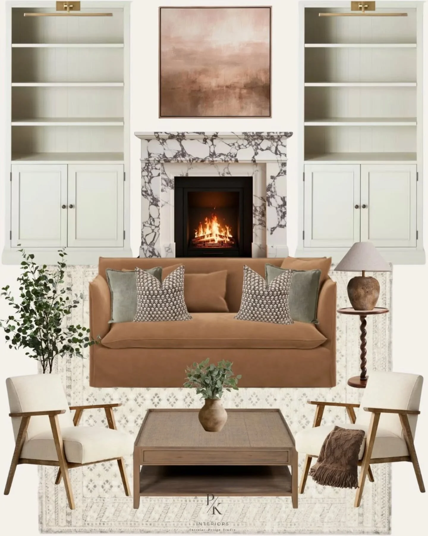 Every project begins with a story, and this client&rsquo;s vision was all about warmth, comfort and quiet elegance. 
 They dreamed of a living room that felt timeless yet relaxed, centred around a statement marble fireplace and grounded in soft neutr