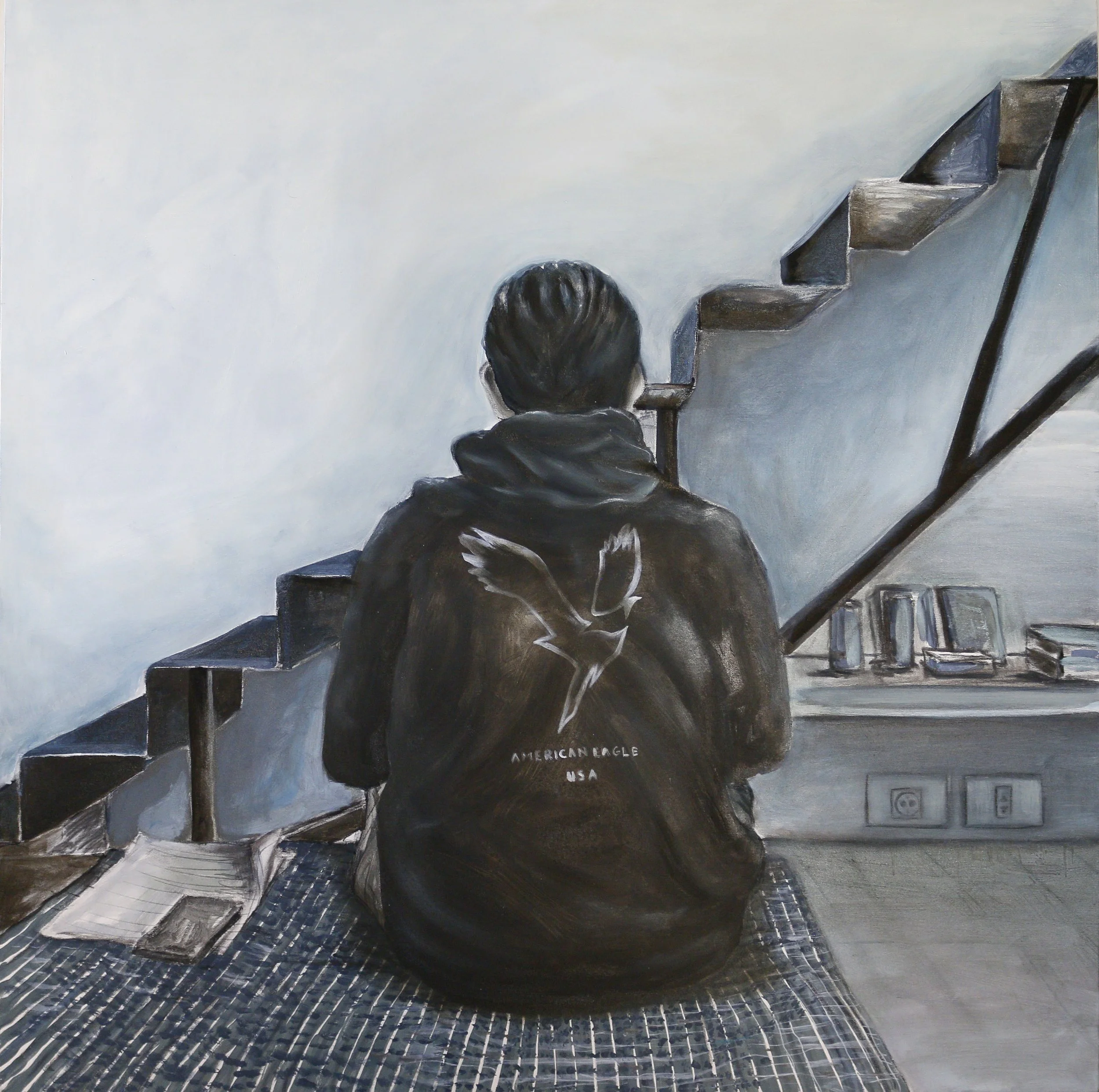 Unwelcome #03  
Oil on canvas 
110 x 110 cm  
Price Upon Request