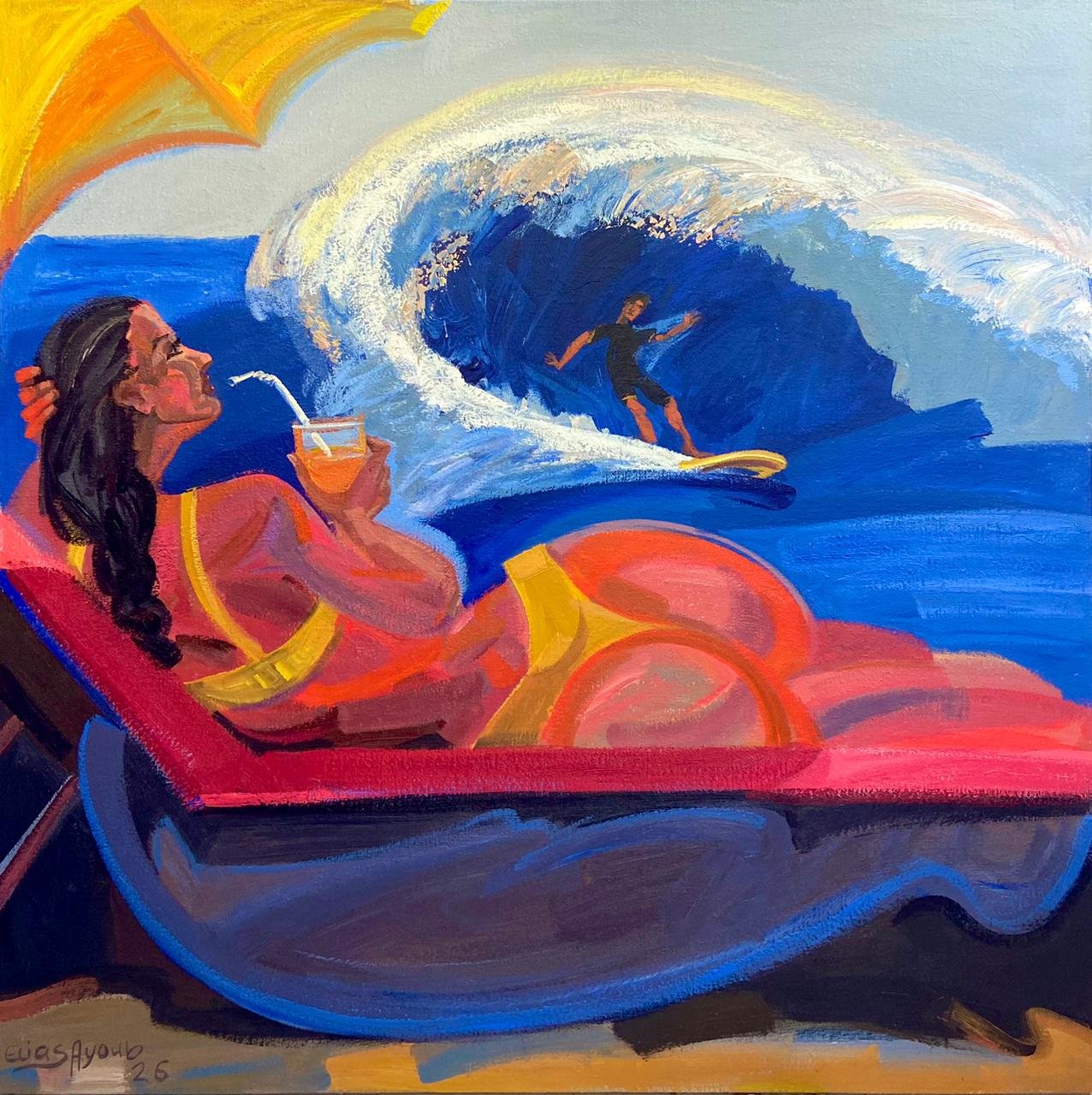 On The Same Wave 
Acrylic on canvas  
100 x 100 cm 
2026  
$2500
