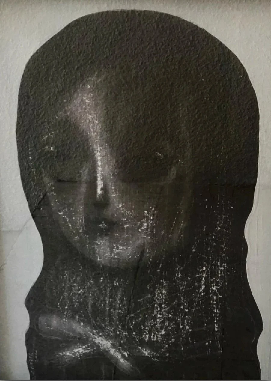 Untitled  
Charcoal and gold leaf on cardboard  
110 x 74 cm  
Price Upon Request