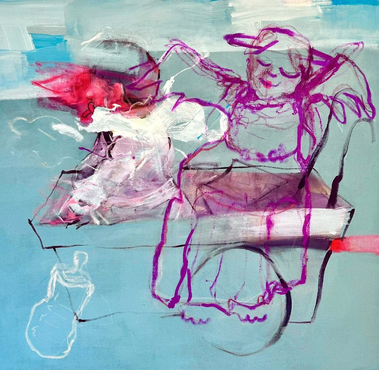 The Happy Prince  
Mixed media on canvas  
100 x 100 cm  
2026  
Price Upon Request