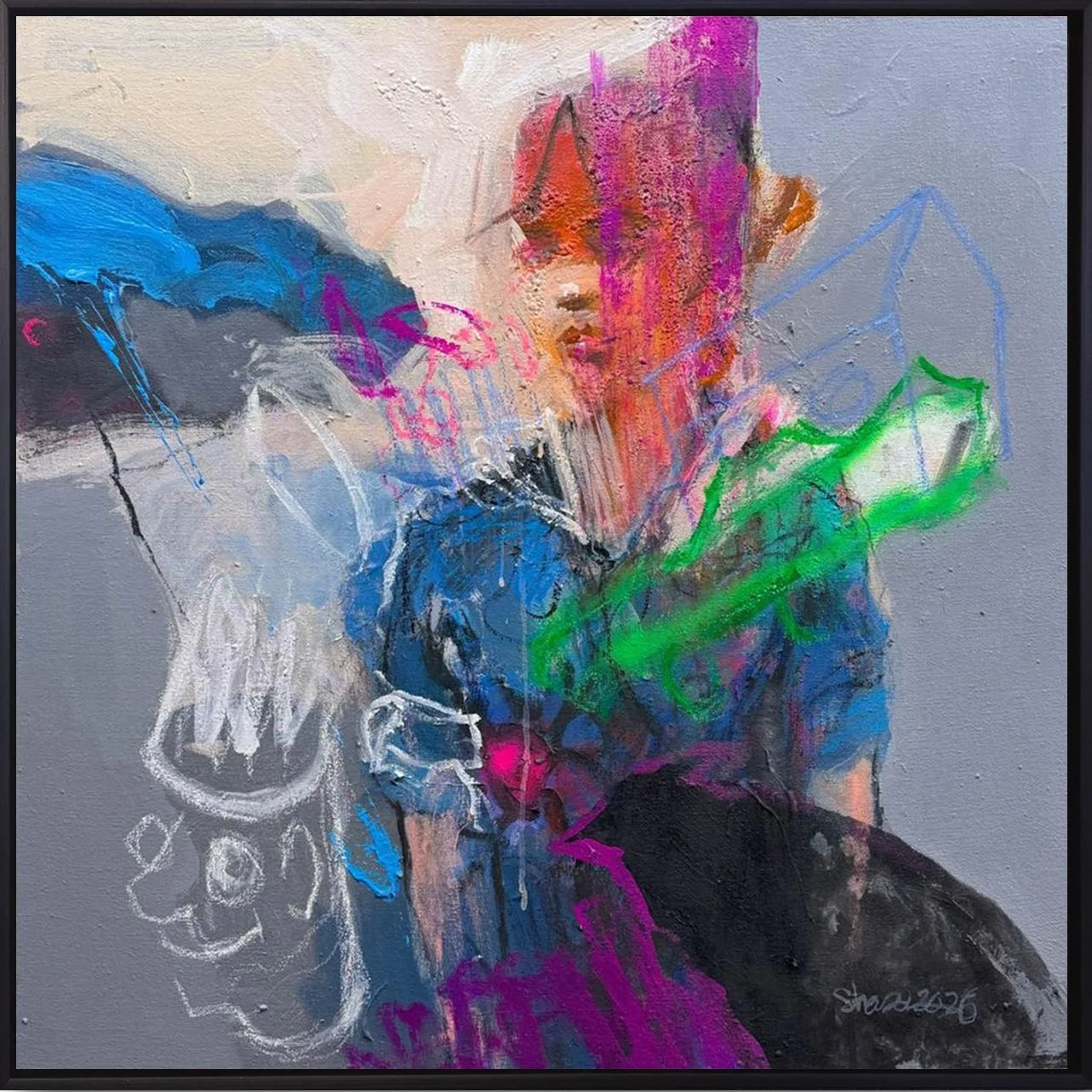 The Happy Prince  
Mixed media on canvas  
80 x 80 cm  
2026  
Price Upon Request