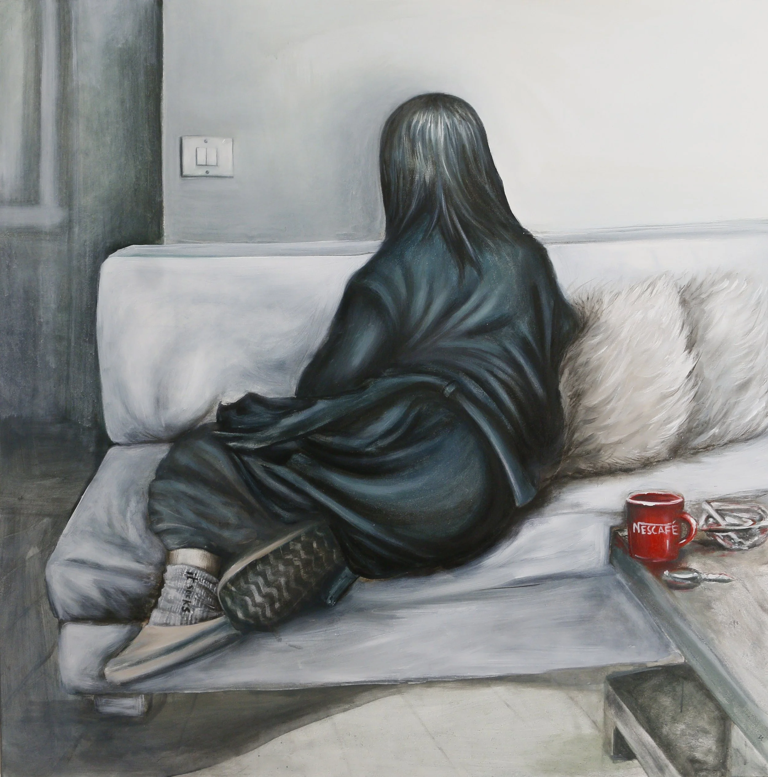 Unwelcome #17  
Oil on canvas 
120 x 120 cm  
SOLD