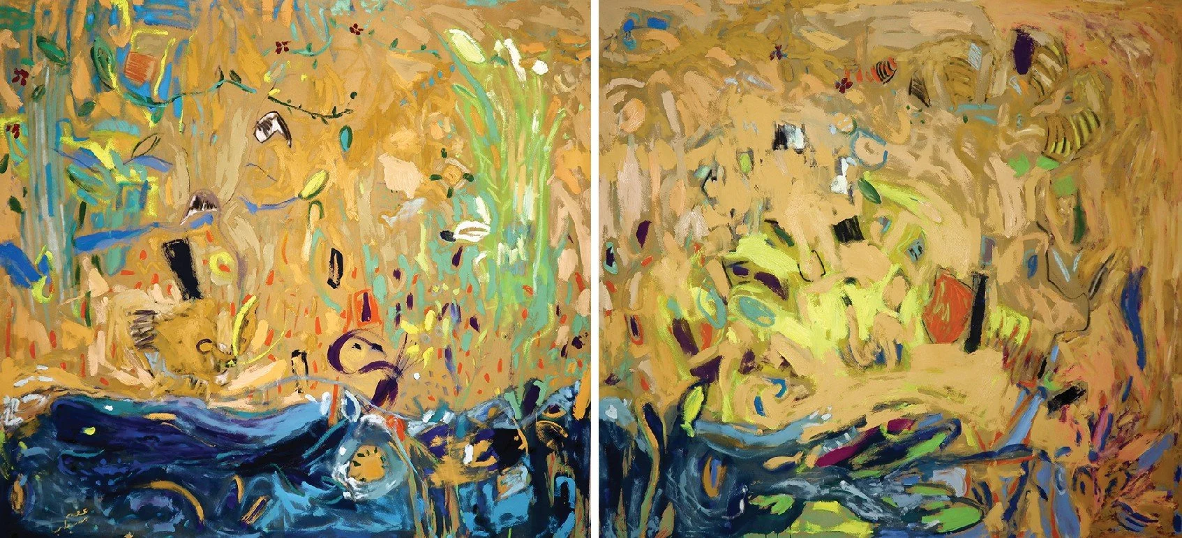 When The Earth Dreams  
Oil on canvas - Diptych  
150 x 150 cm each  
2025  
Price Upon Request