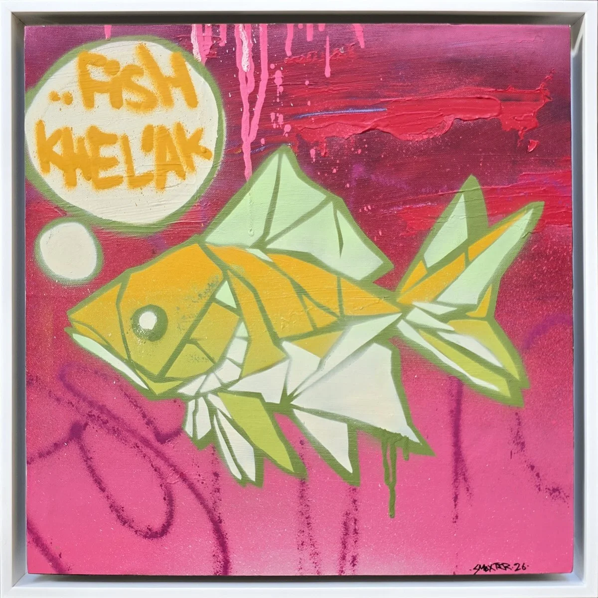 Fish Khel'ak 
Spray paint on canvas  
45 x 45 cm  
2026  
$450