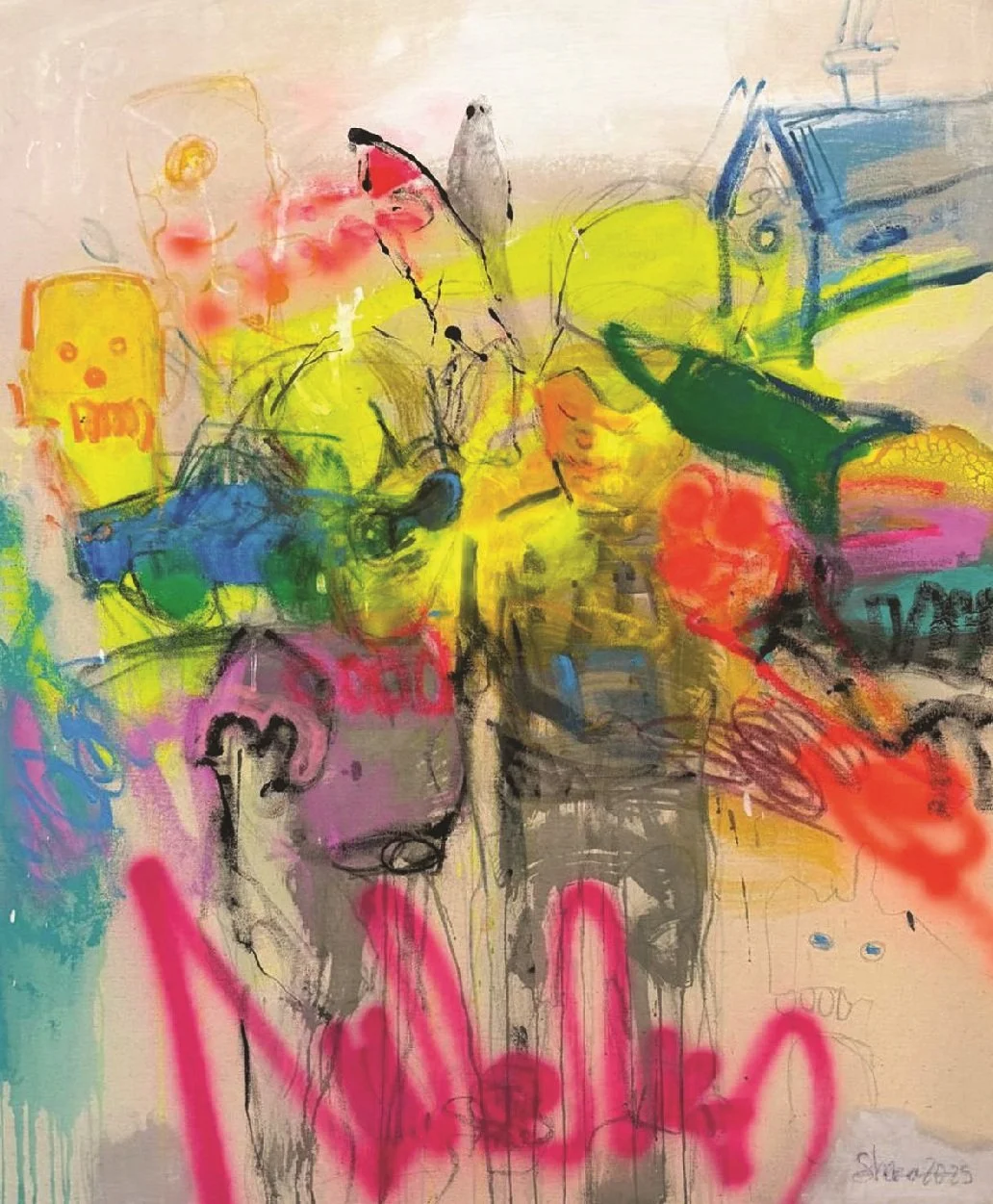 The Happy Prince  
Mixed media on canvas  
120 x 100 cm  
2025  
Price Upon Request