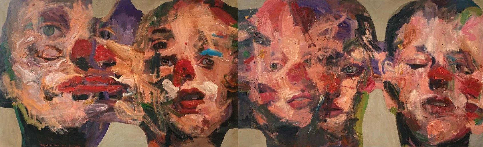 CLowns Party 
Acrylic on canvas  
120 x 400 cm  
2023  
Price upon request 