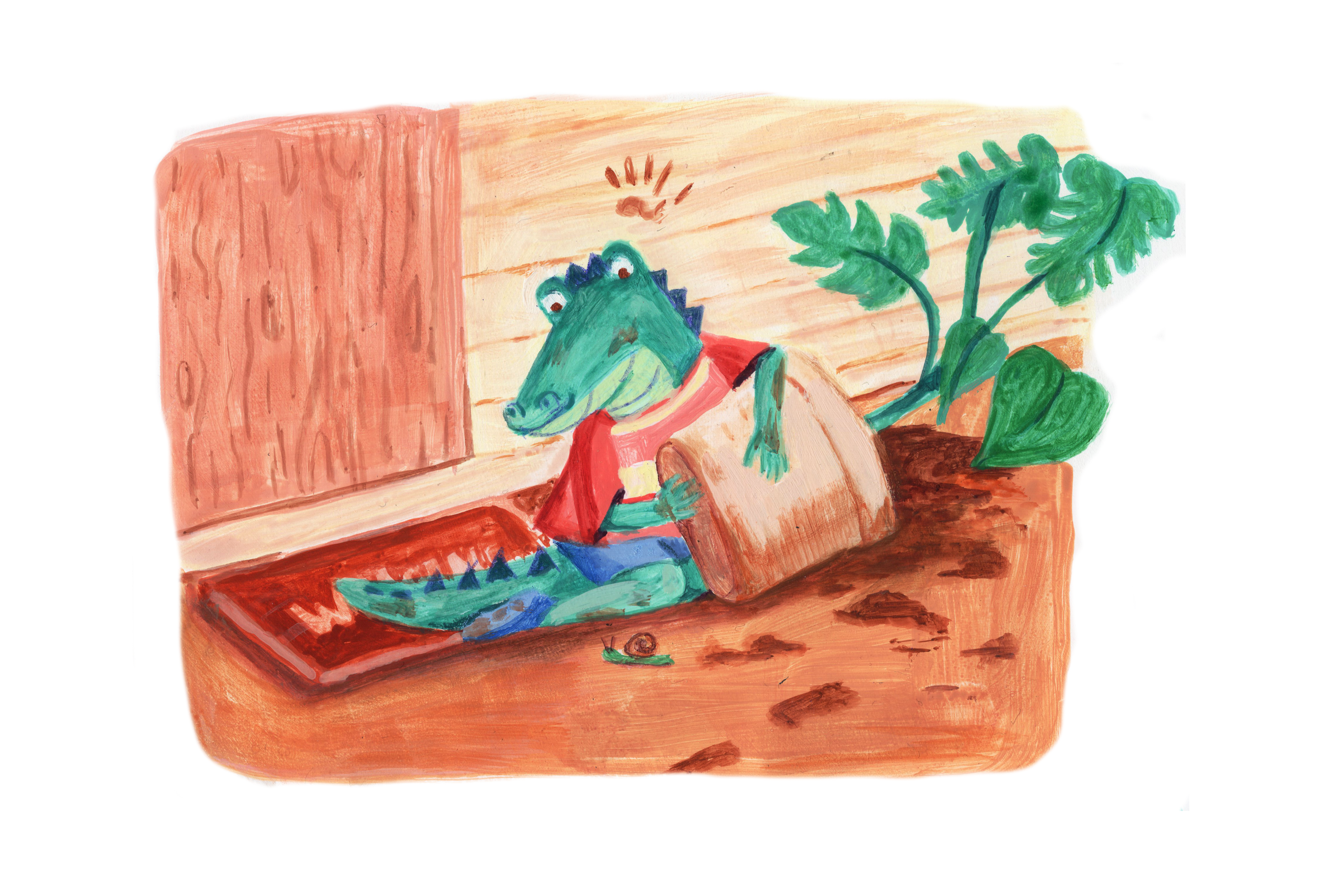 Concept art for crocodile version of Mess Monsters