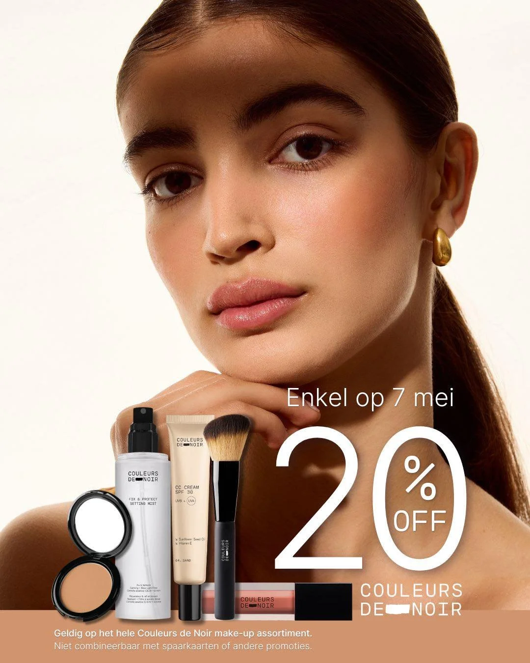 Zet 7 mei in je agenda!
Op die dag krijg je 20% korting op alle producten van Les Couleurs de Noir &ndash; make-up die niet alleen mooi is, maar ook vriendelijk voor je huid. 💄

Wil je op voorhand bekijken welke producten bij jouw gevoelige huid pas