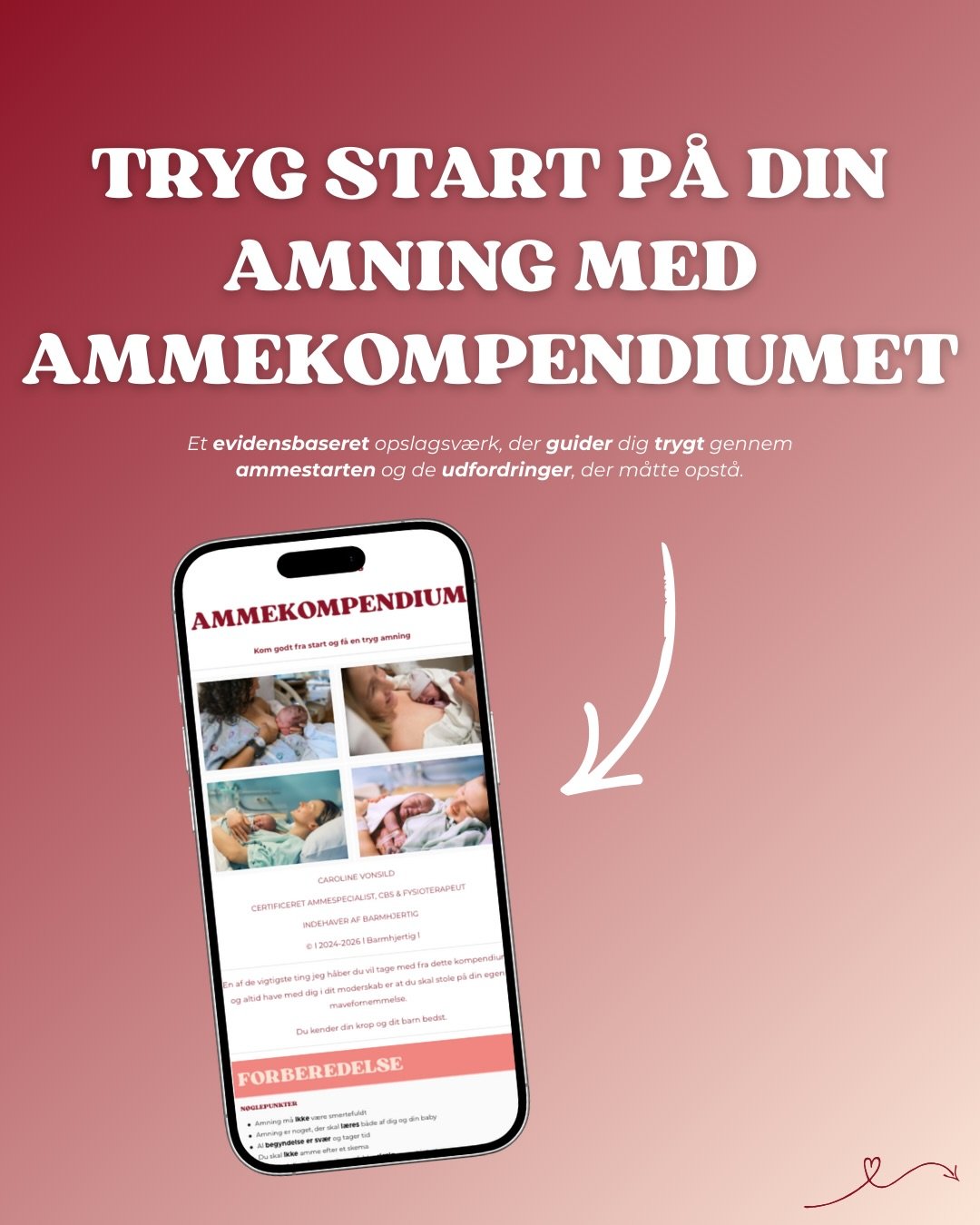 📕 AMMEKOMPENDIUM 📕

Et evidensbaseret digital kompendium p&aring; +65 sider med alt, hvad du skal vide om amningen i den f&oslash;rste tid samt de udfordringer der kan dukke op undervejs🤱🏼

Husk at Ammekompendiumet f&oslash;lger med, n&aring;r du