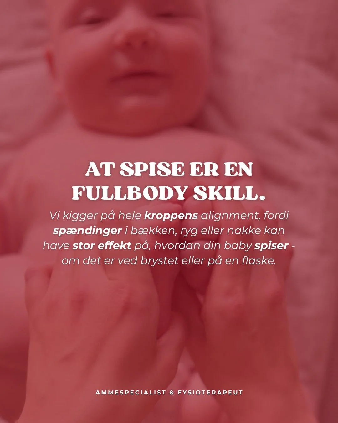 Hele kroppen er i spil n&aring;r din lille ny skal l&aelig;re at spise 🤱🏼 

Sp&aelig;ndinger kan p&aring;virke b&aring;de trivsel, sutteteknik og ford&oslash;jelslse, derfor har jeg videreuddannet mig til babyterapeut - s&aring; jeg kan tilbyde jer