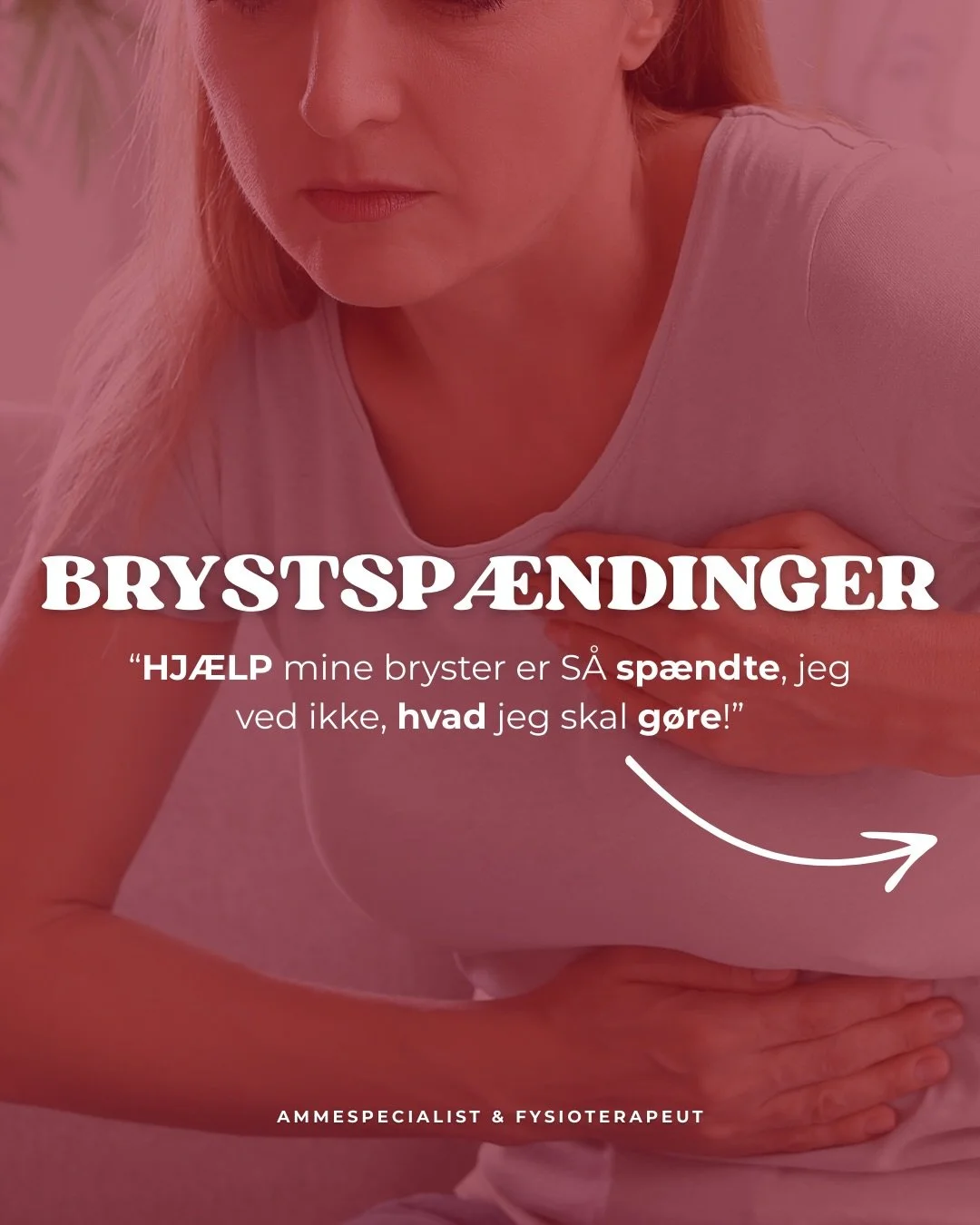 Brystsp&aelig;ndinger er almindeligt, men kan g&oslash;re amningen udfordrende. 
Swipe gennem karusellen og l&aelig;r:
&bull; Hvorfor det opst&aring;r
&bull; Typiske symptomer
&bull; Hvordan du kan lette trykket, s&aring; m&aelig;lken kan flyde frit 