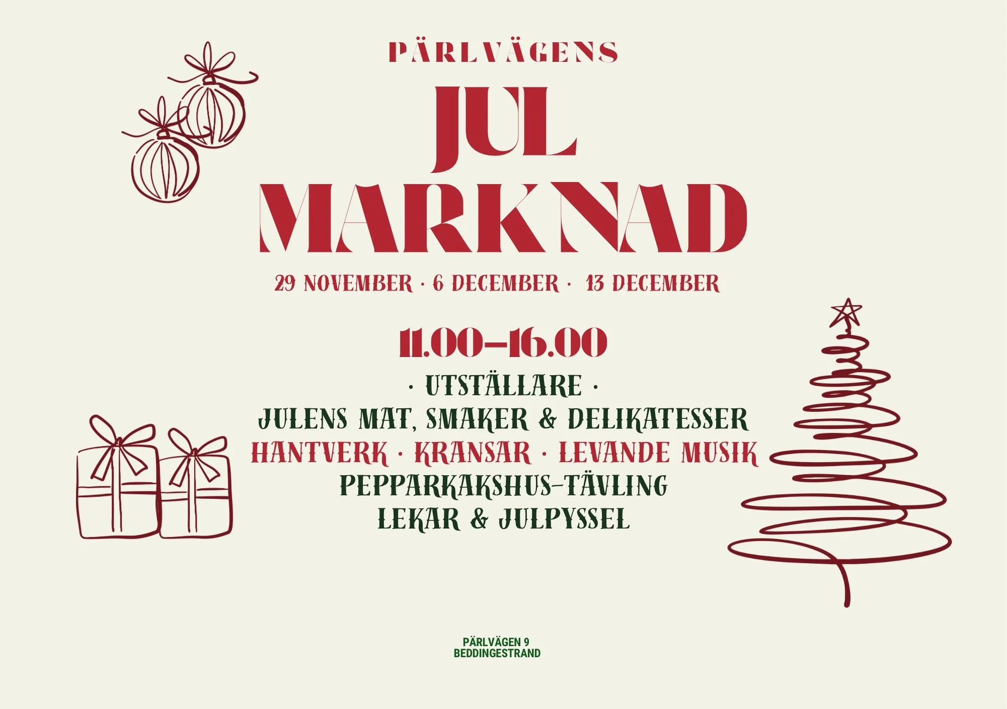 JULmarknad Lördag 29 November 11.00-16.00