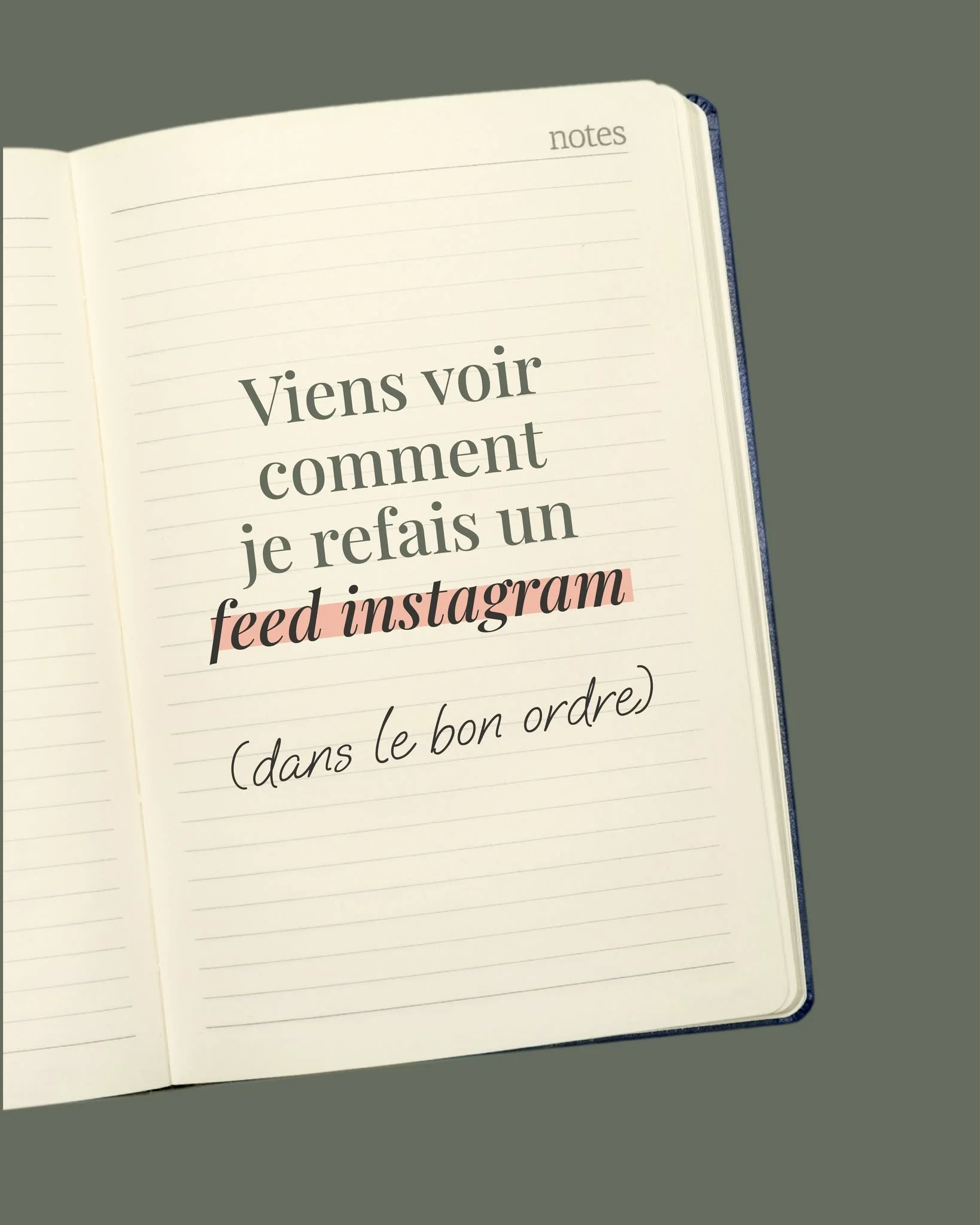 Non, je ne commence pas par Canva.

Je commence par regarder
ce que tu fais d&eacute;j&agrave;.

Et surtout :
ce qui ne fonctionne pas.

Parce que ton probl&egrave;me,
ce n&rsquo;est pas ton feed.

C&rsquo;est que tu cr&eacute;es
sans direction.

Du 