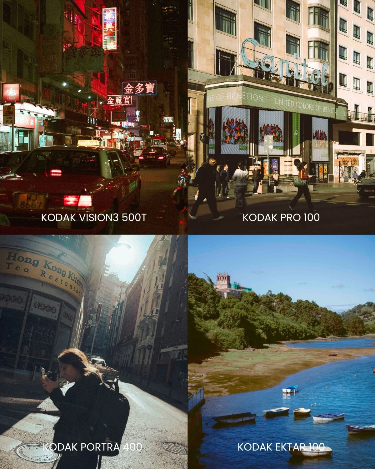 Before and after street photography edit using the Master Collection cinematic Lightroom presets by EJDuran, featuring authentic film emulation, moody urban color grading, and custom halation effects