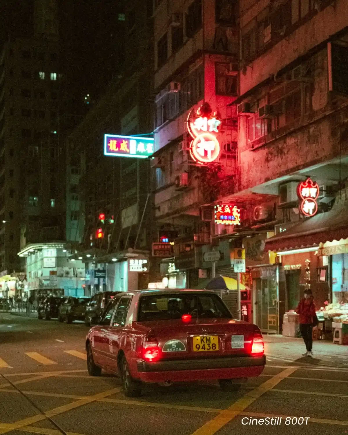 Before and after Cinestill preset on Hong Kong night street photography with neon lights
