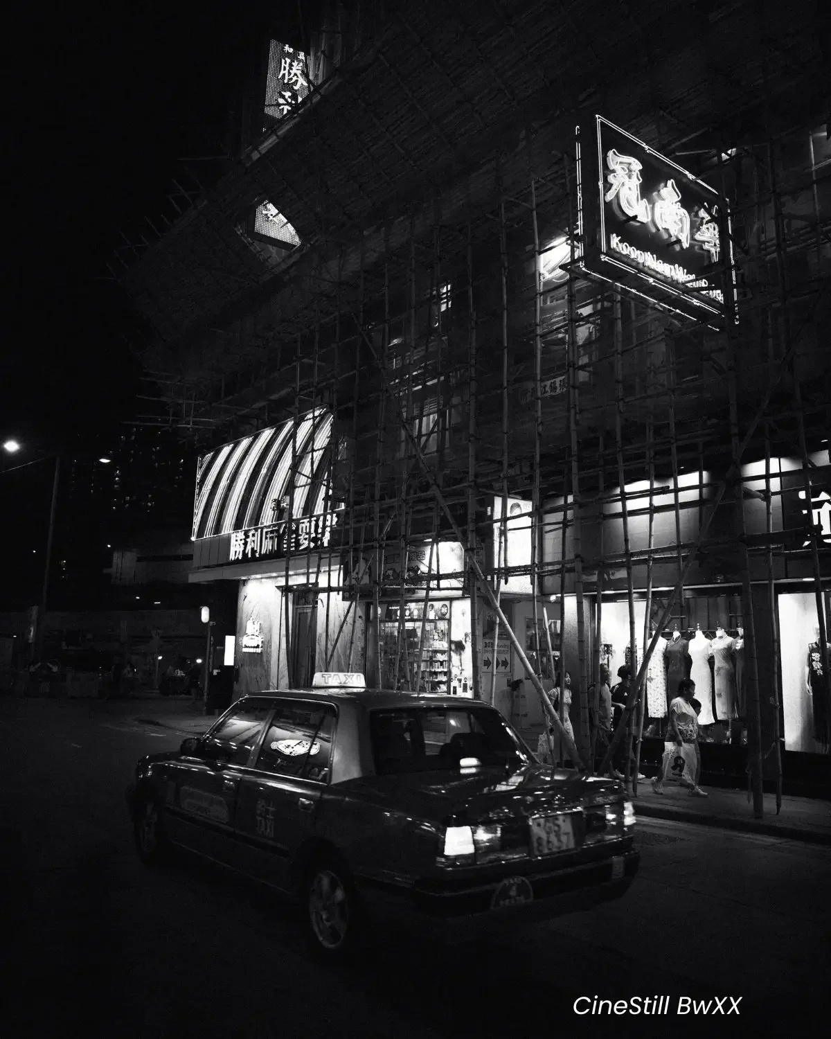 Before and after Cinestill preset on Hong Kong night street photography with neon lights