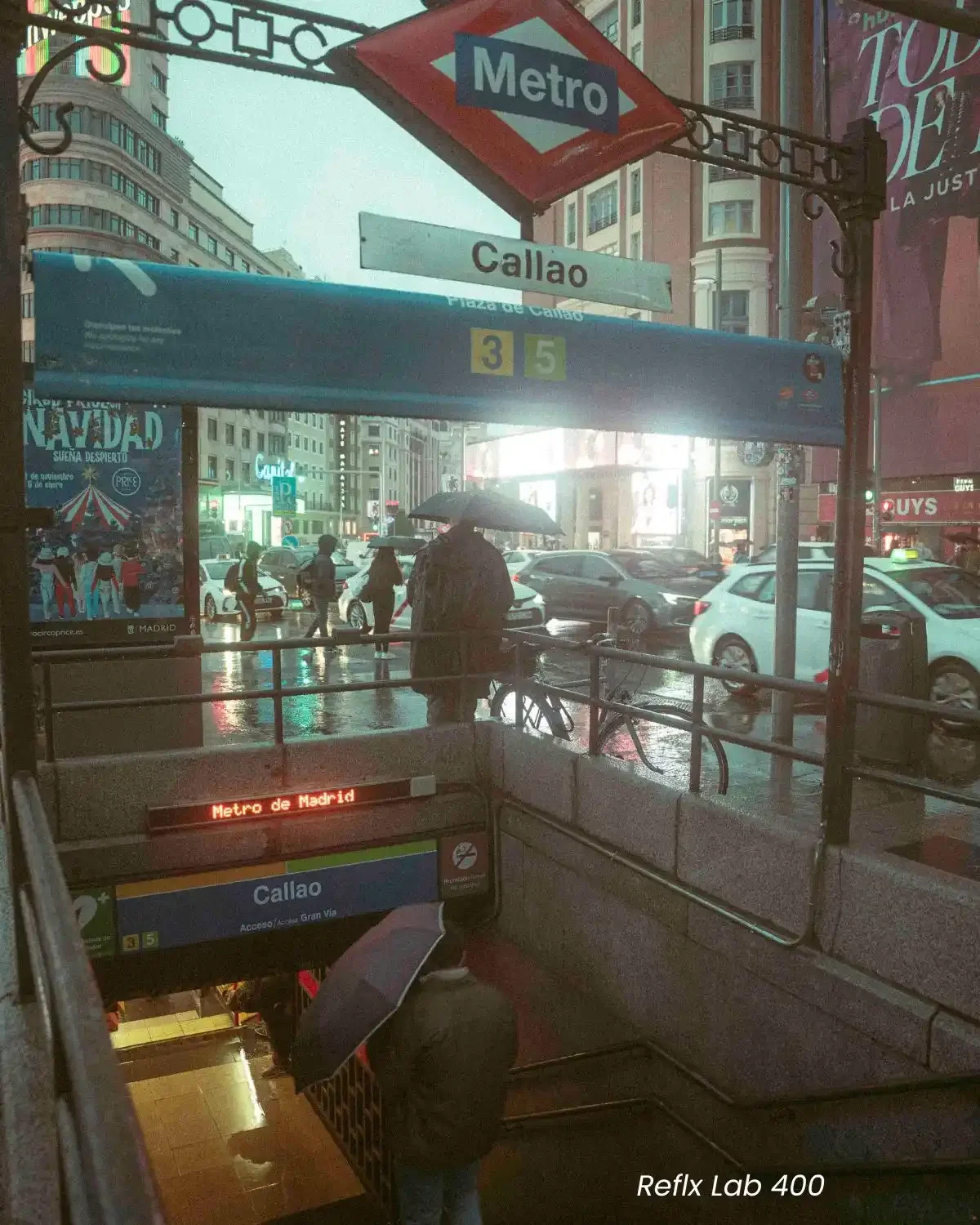 Comparison of Reflx Lab 800T and FilmNeverDies Suibo 500T film look presets on night street photography.