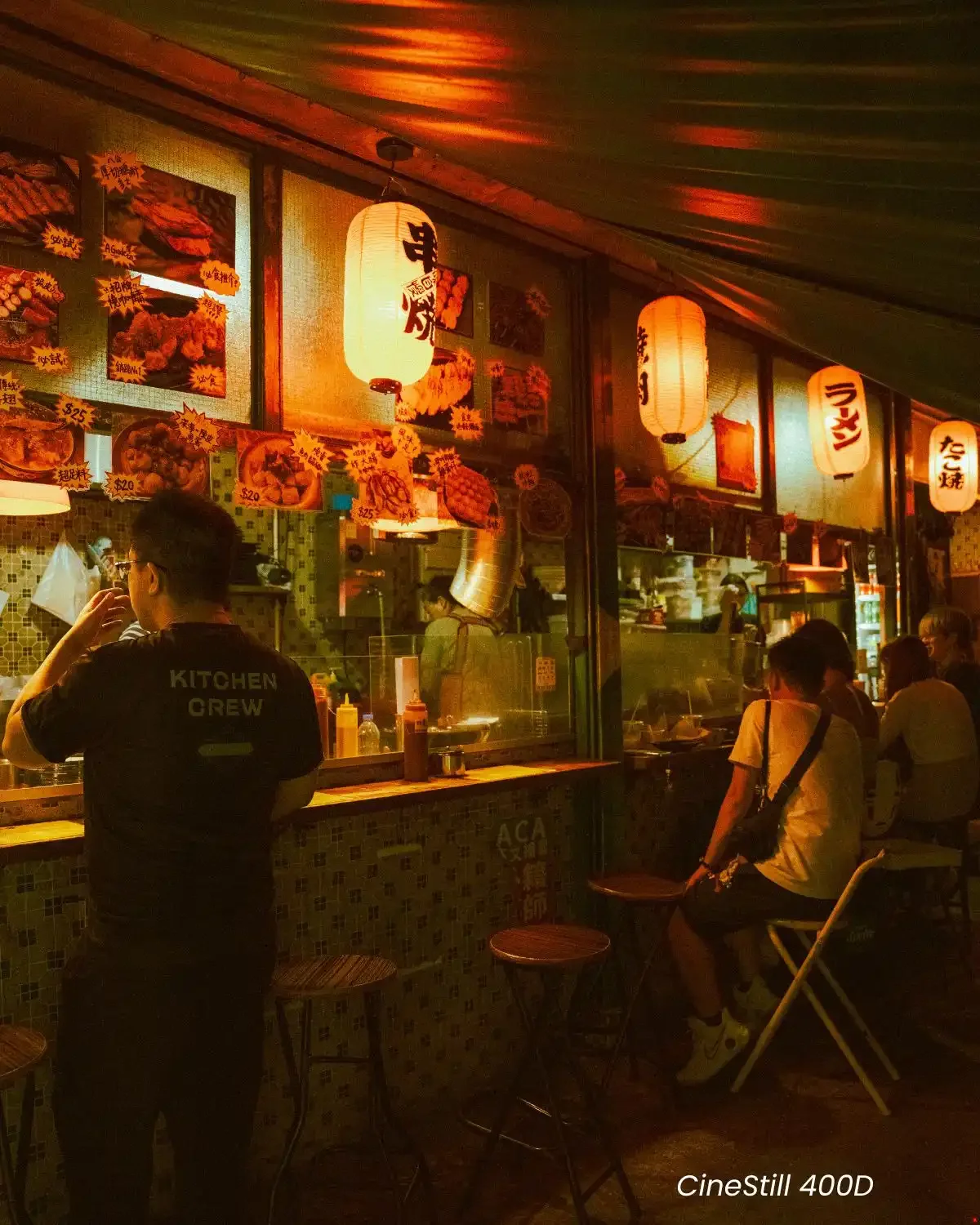 Before and after Cinestill preset on Hong Kong night street photography with neon lights