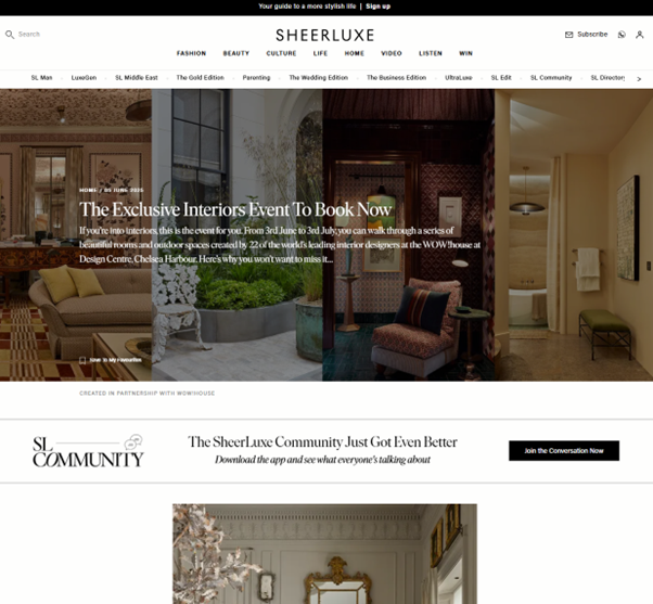 SheerLuxe, The Exclusive Interiors Event to Book Now, June 25