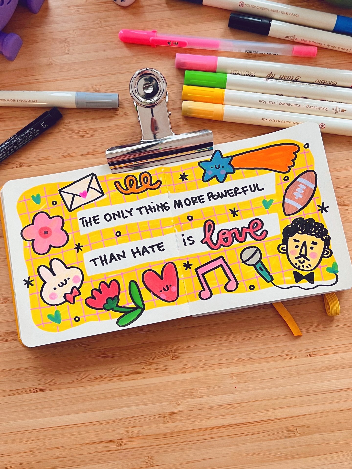 Still in awe of Bad Bunny&rsquo;s performance at the Super Bowl, I felt inspired to doodle something about it.
His message was so powerful. I hope it opened a few more hearts.
Art is love&hellip; and love is the only thing that can really save us ❤️
