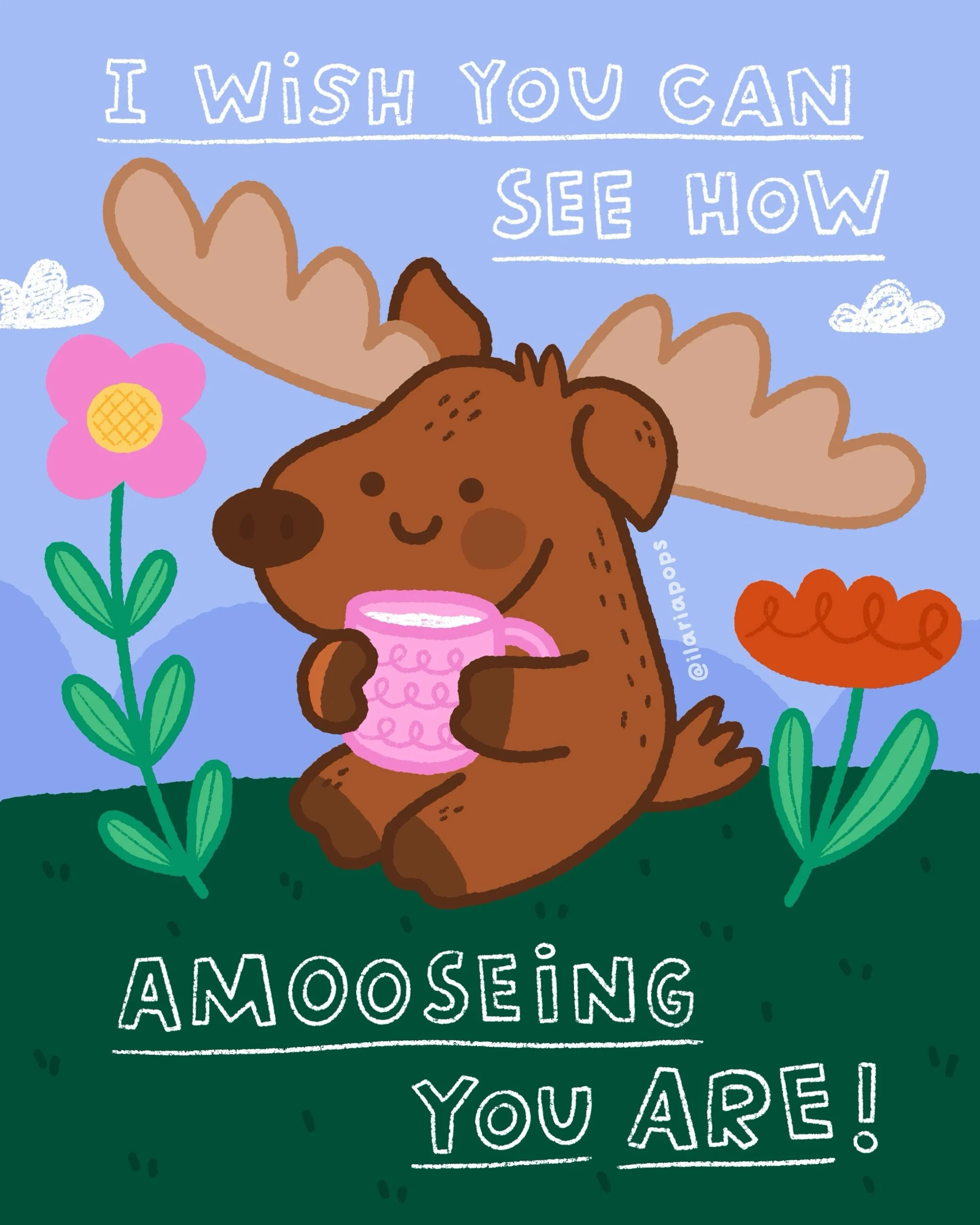 This is a message for everyone in this community! Believe in yourself because you're amooseing! 🤗 Day 3 of @peachtober is for Moose. Swipe through the carousel the find the first sketch and the timelapse video of this illustration. #peachtober #peac