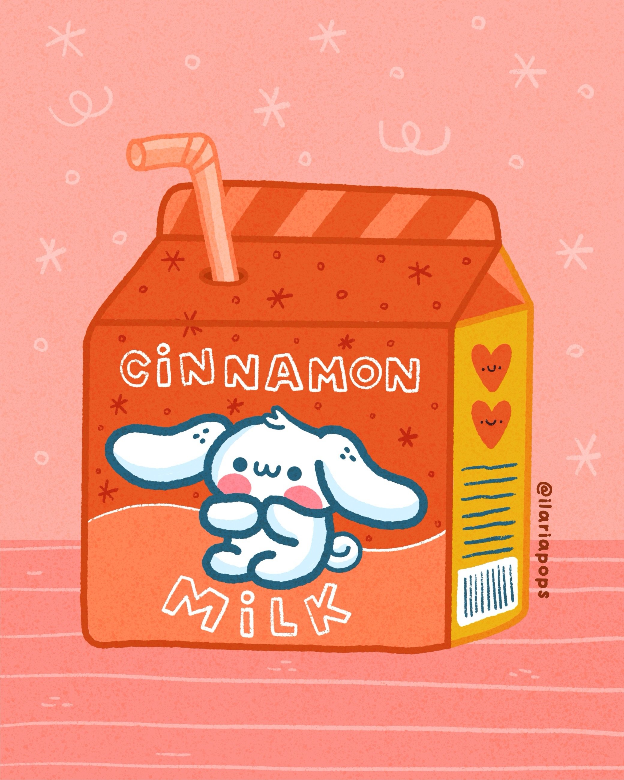 A Cinnamon Milk drink featuring a fan art of Cinnamon Roll 🥰 
Day 5 of #peachtober2026 @peachtober 
What's your favourite milk? Mine is Matcha Oat!

#sanriofanart #cuteartstyle #cinnamonrollsanrio