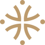 Gold stylized Occitan cross logo, Maison Guilhem, French vineyard, branding and editorial project by Automne Studio.