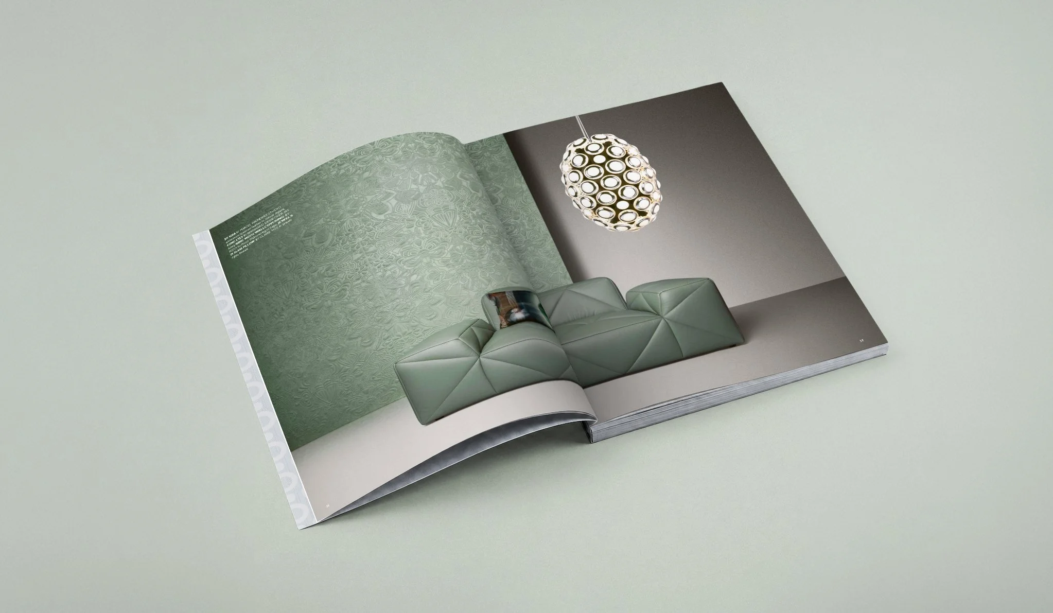 Open interior design magazine, Moooi book, editorial project by Automne Studio.