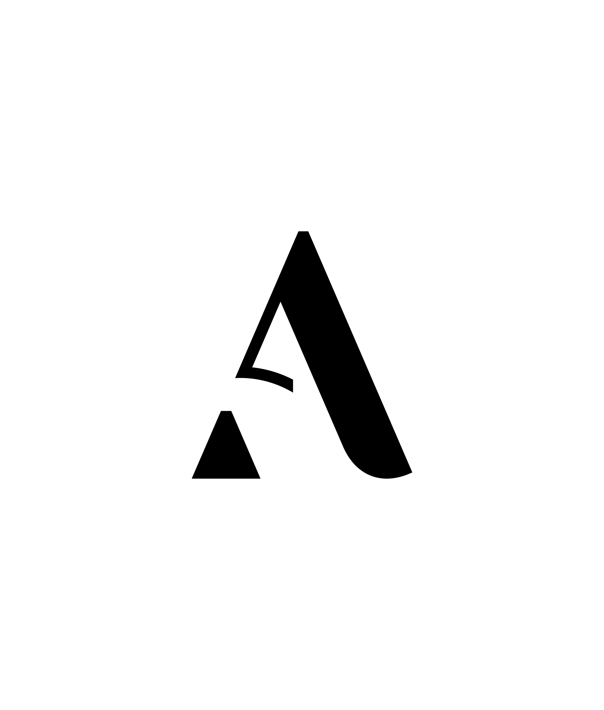 Minimalist black graphic and stylized capital letter A with geometric triangular shapes, from the logo of Automne Studio.