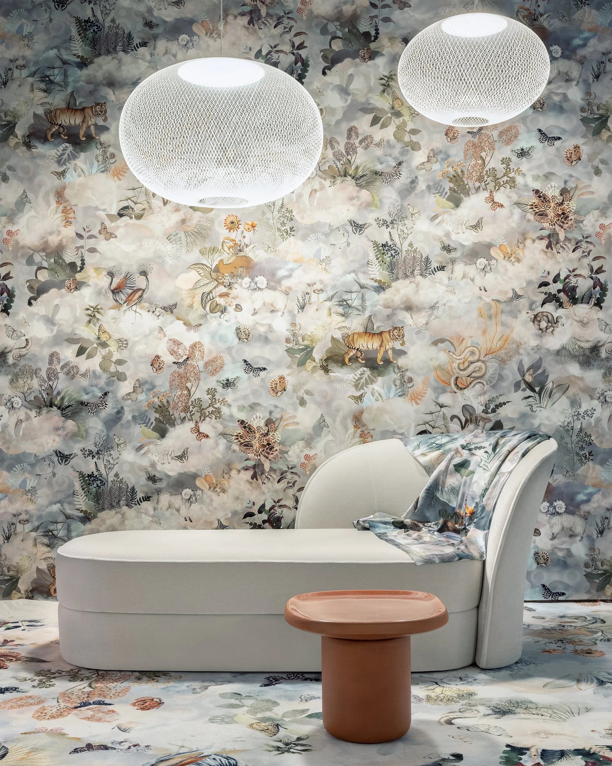Wallpaper Memento Moooi Medley, Extinct Animals family, illustration and visual identity by Automne Studio.