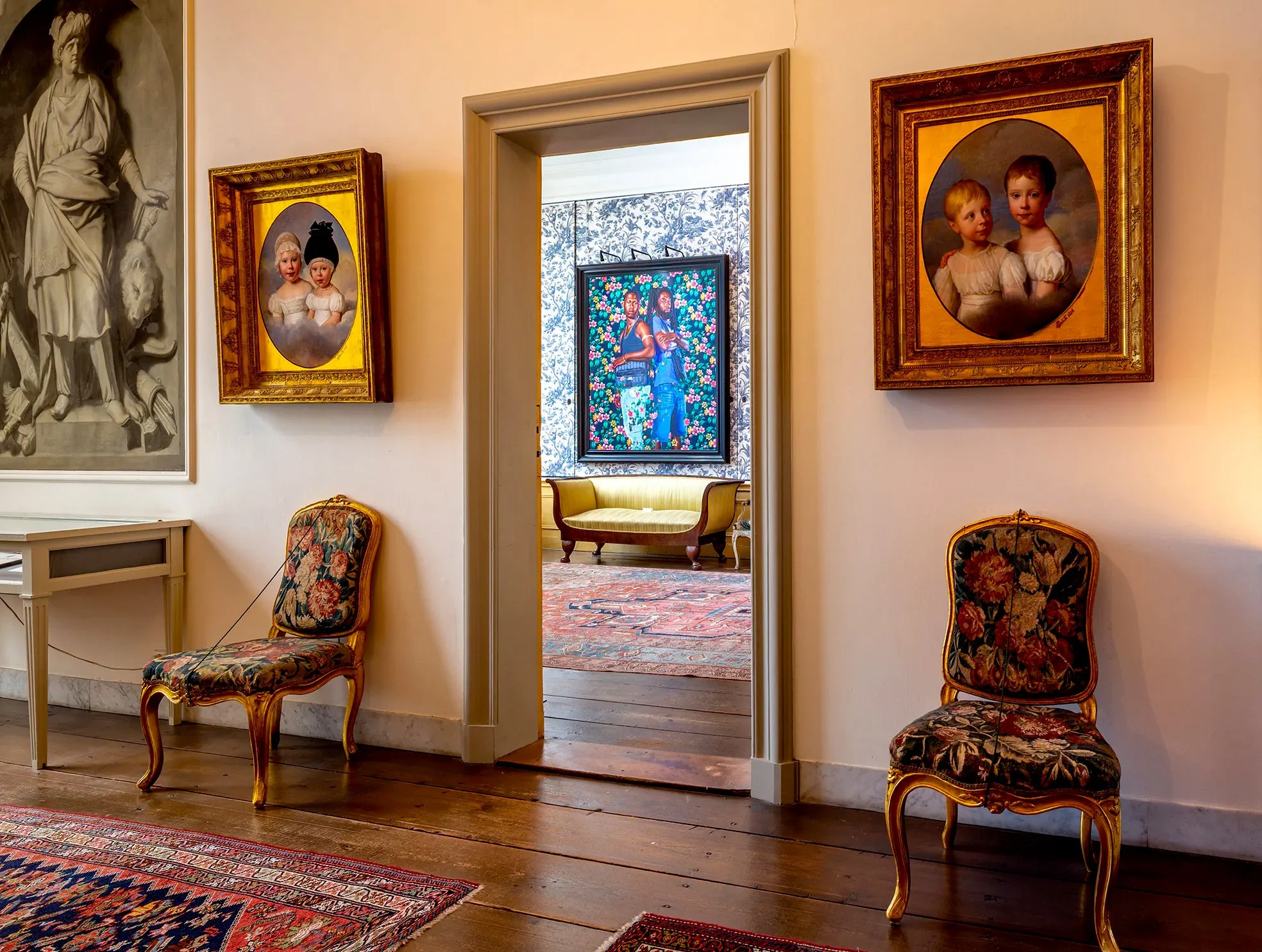 The Flourish exhibition by Kehinde Wiley at Museum Van Loon in Amsterdam, poster illustration and pattern by Automne Studio.