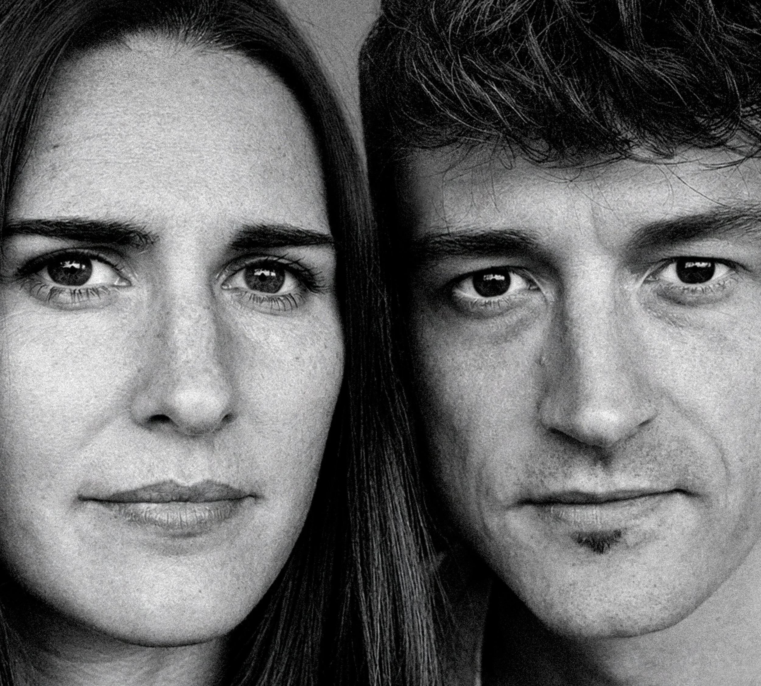 Black-and-white close-up portrait of two creative directors Flora Jammes & Martin Porret, Automne Studio founders.