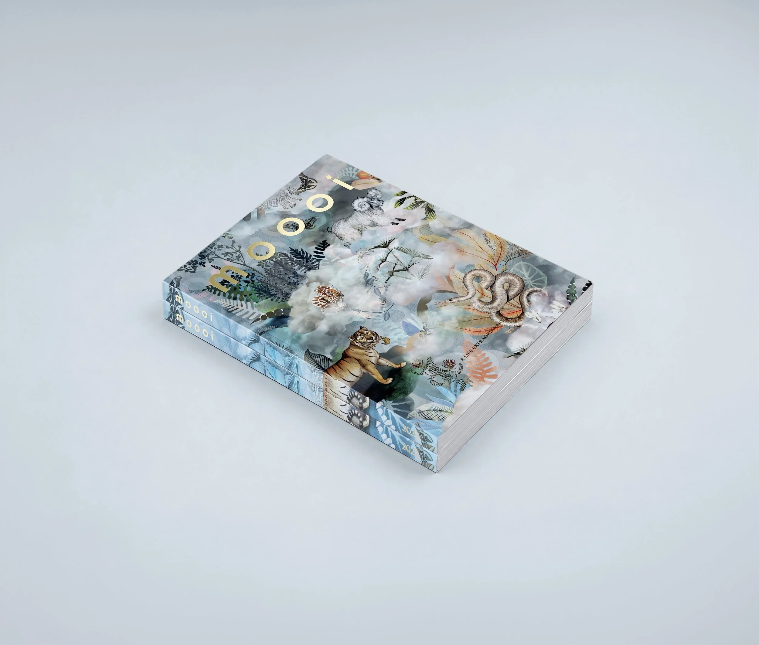 Stack of a Moooi books, editorial project by Automne Studio.