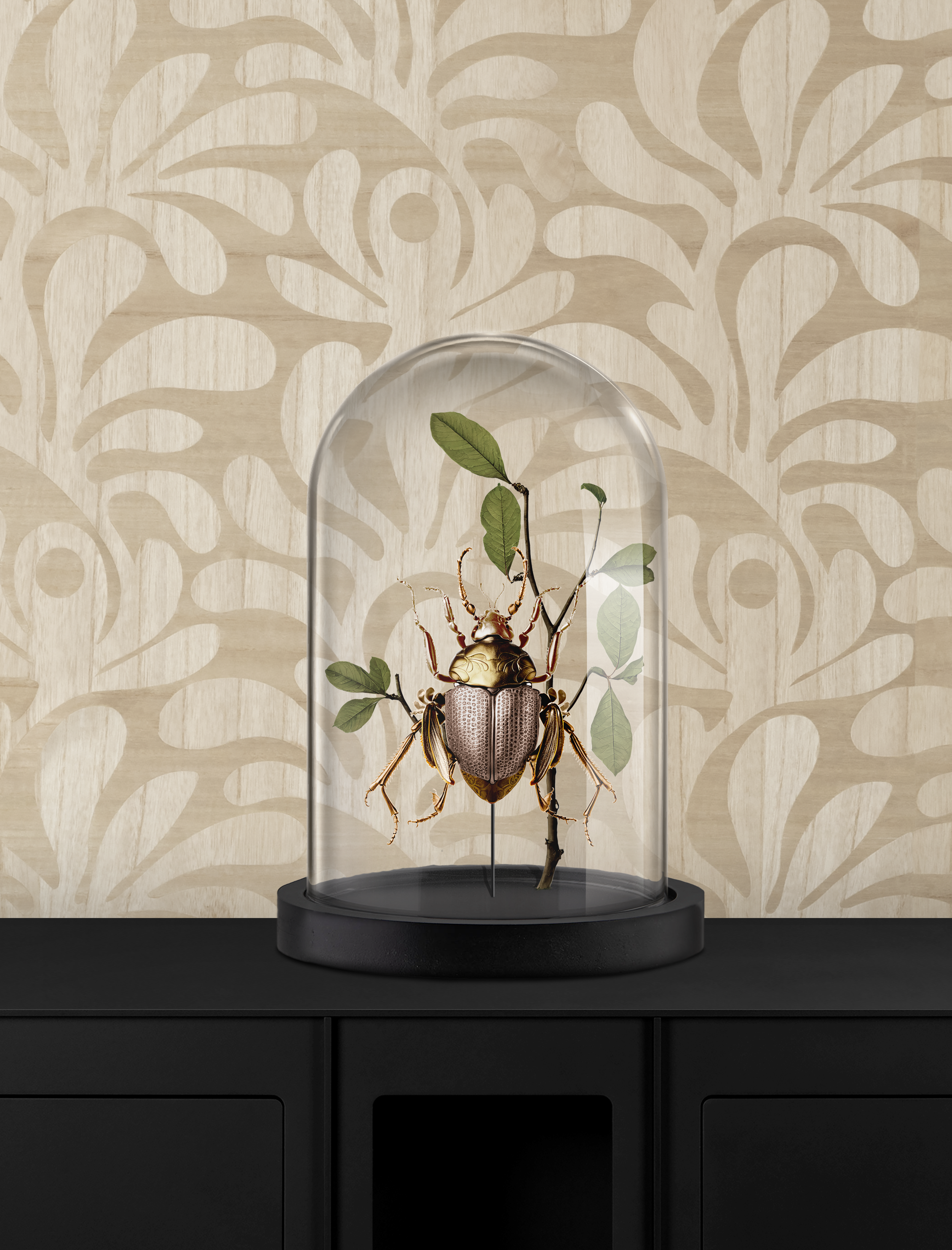 Golden beetle wip, Green House Collection by Moooi, illustration and branding project by Automne Studio.