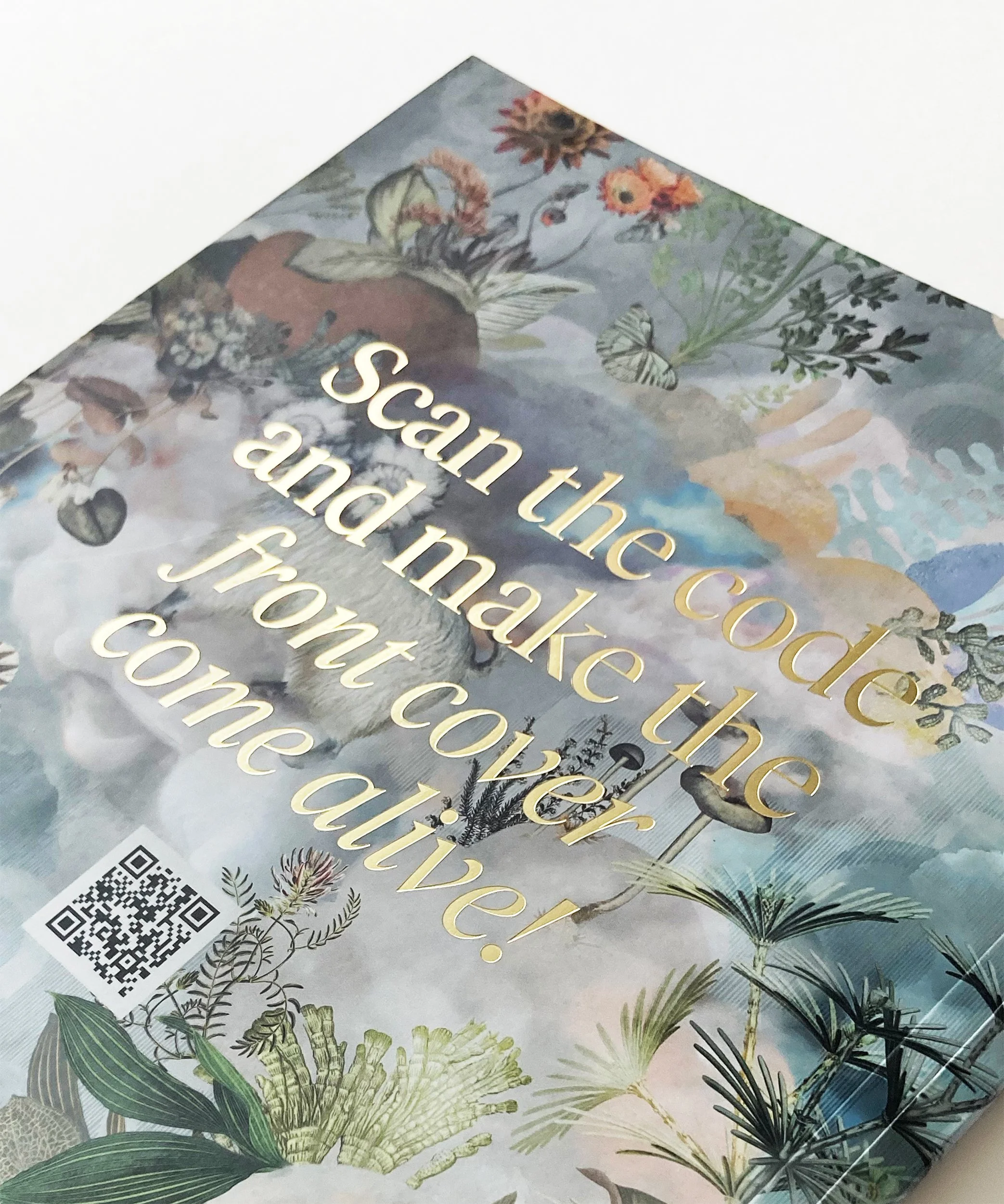 Close-up of a Moooi book cover with gold lettering, Moooi book, editorial project by Automne Studio.
