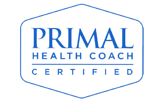 Primal Health Coach Certified logo in blue with a hexagon outline.