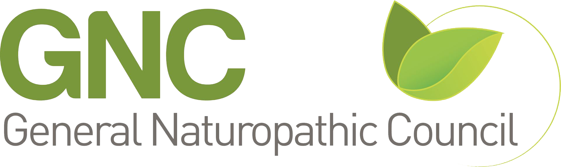 Logo of GNC General Natural Organic Council with green text and a green leaf symbol.