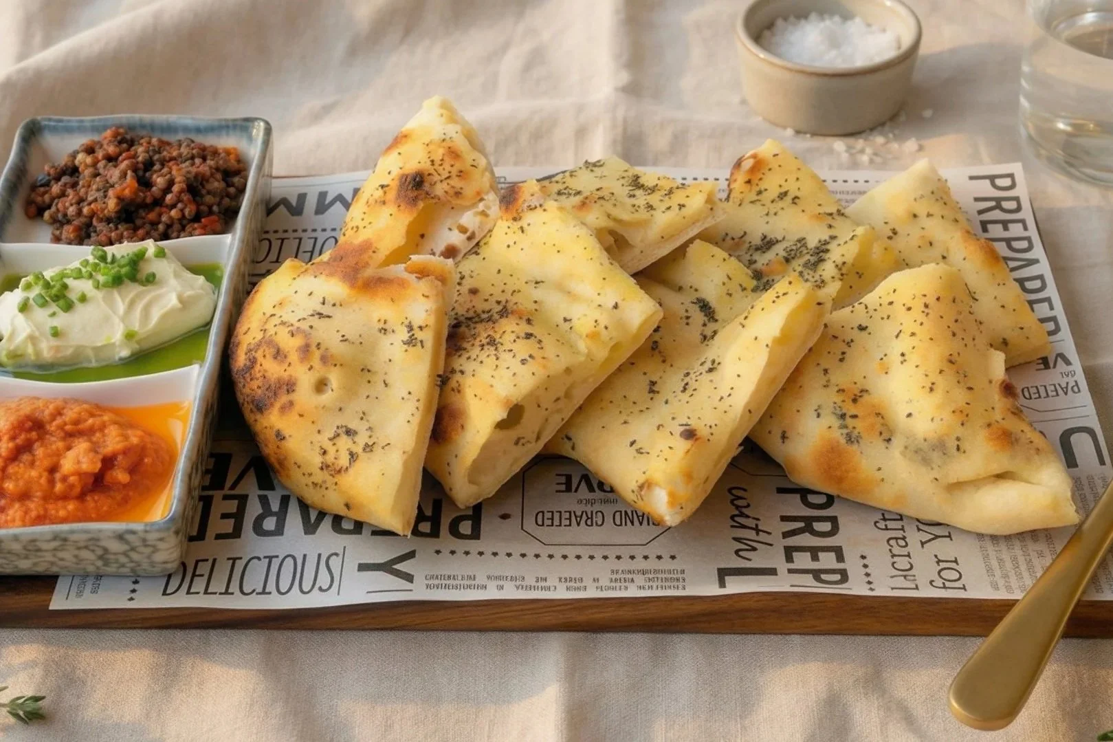 Artisan bread and dip appetizer