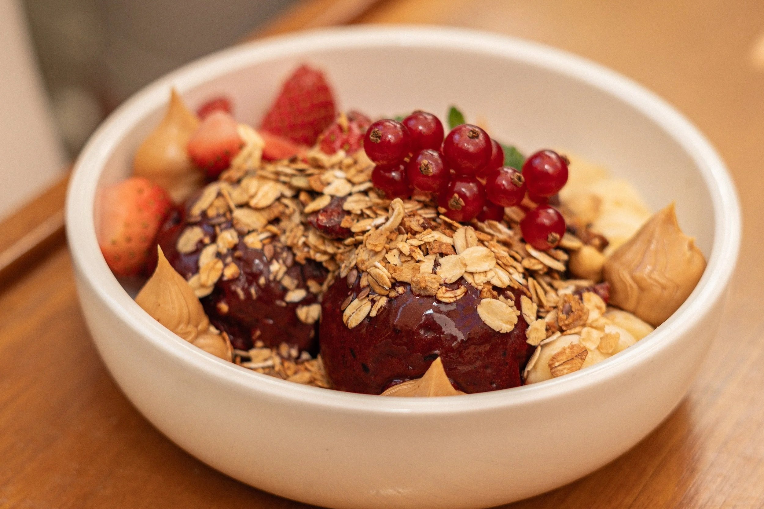 Açai Bowl & Peanut Butter served for breakfast at The Red Door